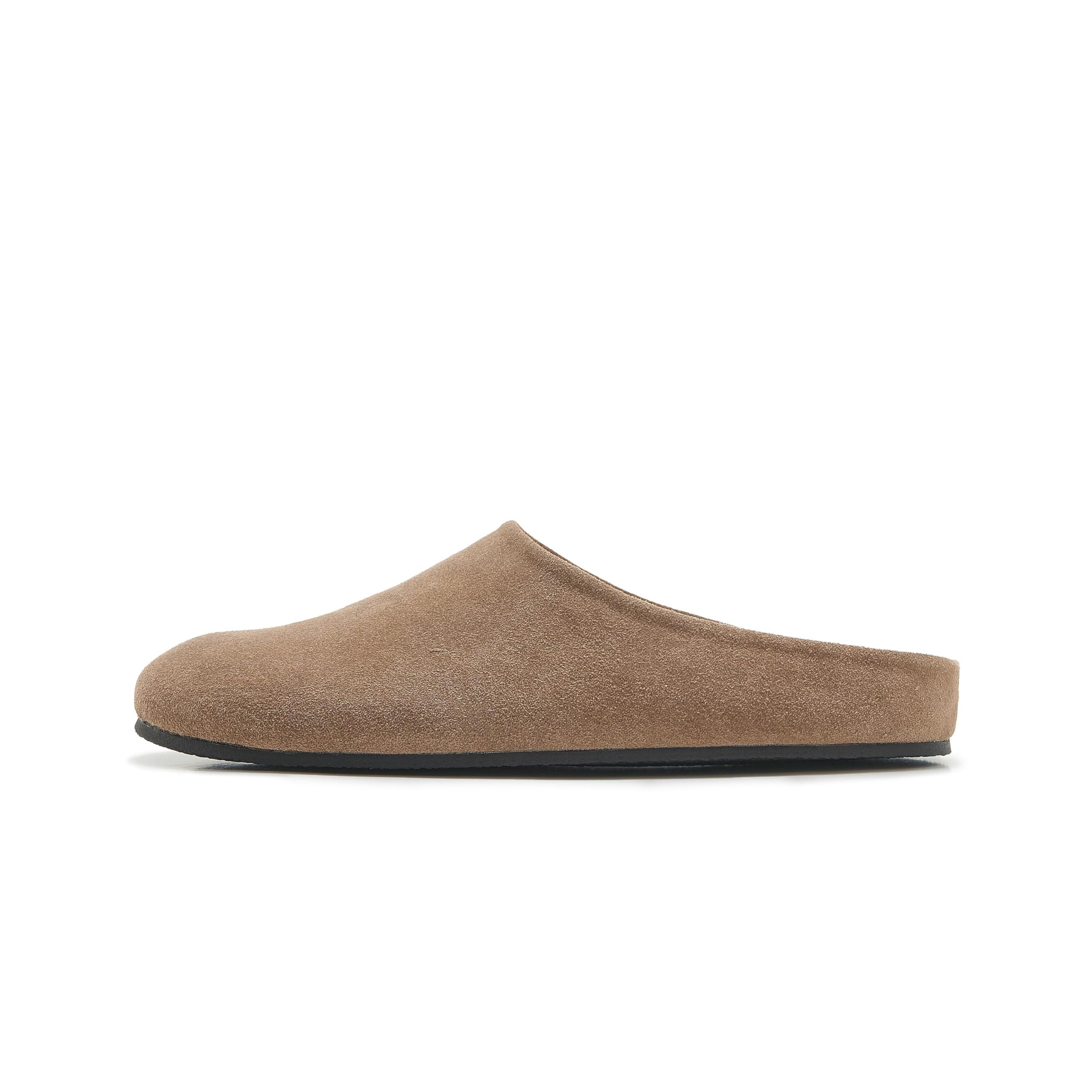 Women's Suede Clogs Round Toe Print Leather Mules