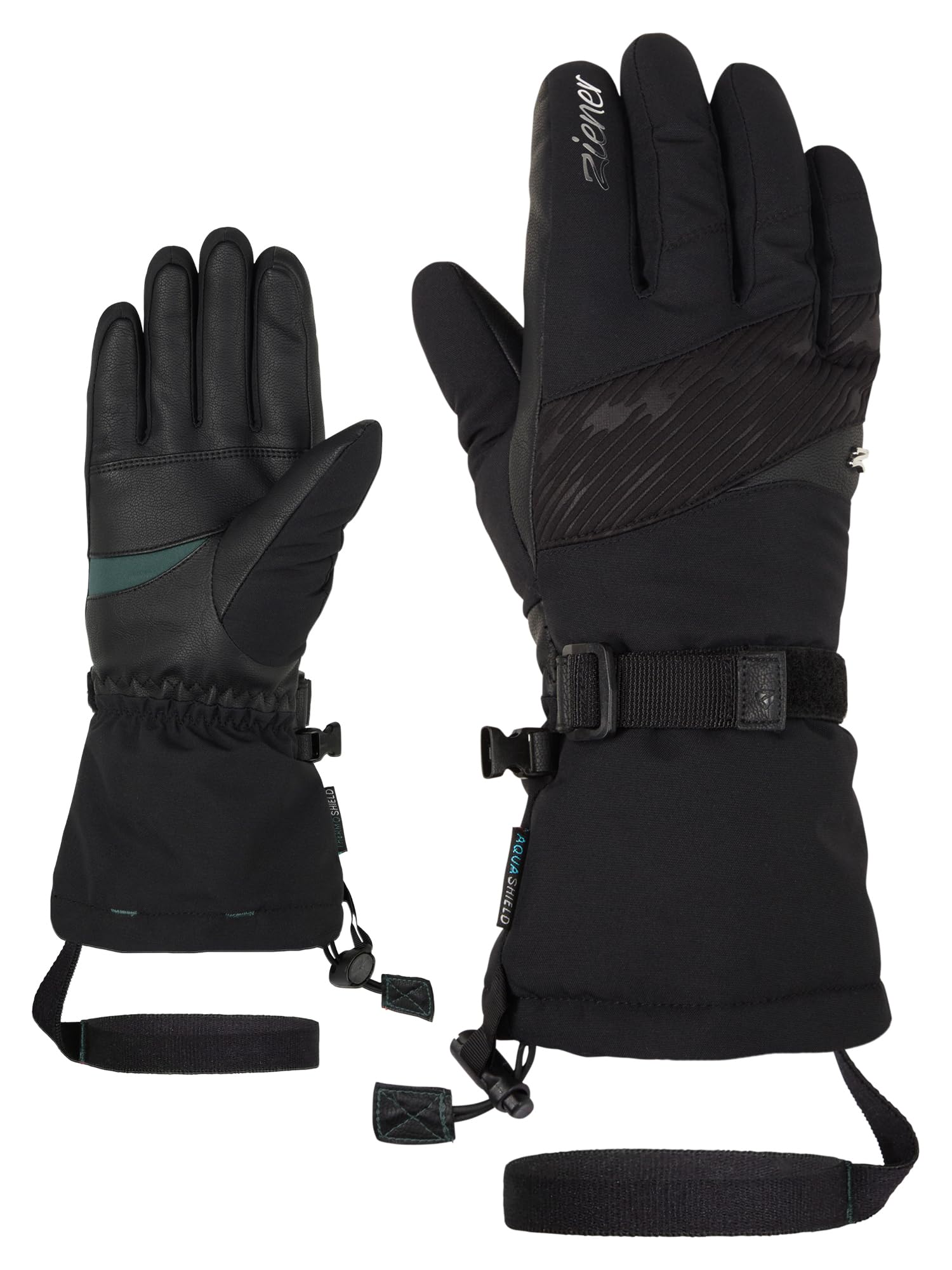 Ziener KALICE Women's Winter Sports Ski Gloves - Waterproof - Long Cuffs - Black - 8