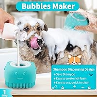 Vista 2 de Comotech 6 piezas cepillos de baño para perros y cepillos de dientes para perros Cepillo de champú y estropajo con mango ajustable para perros