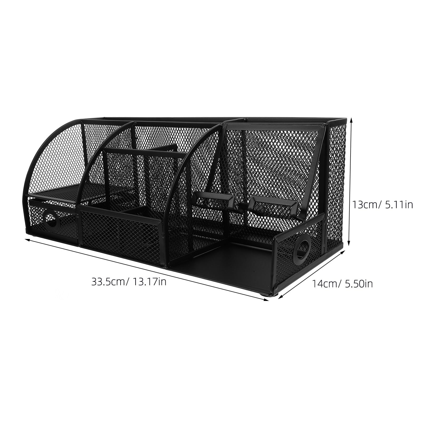 Organizer da Scrivania in Metallo Resistente Custodia Porta Cancelleria e Base Antiscivolo, Contenitore per Ufficio e Spazio Studio Domestico