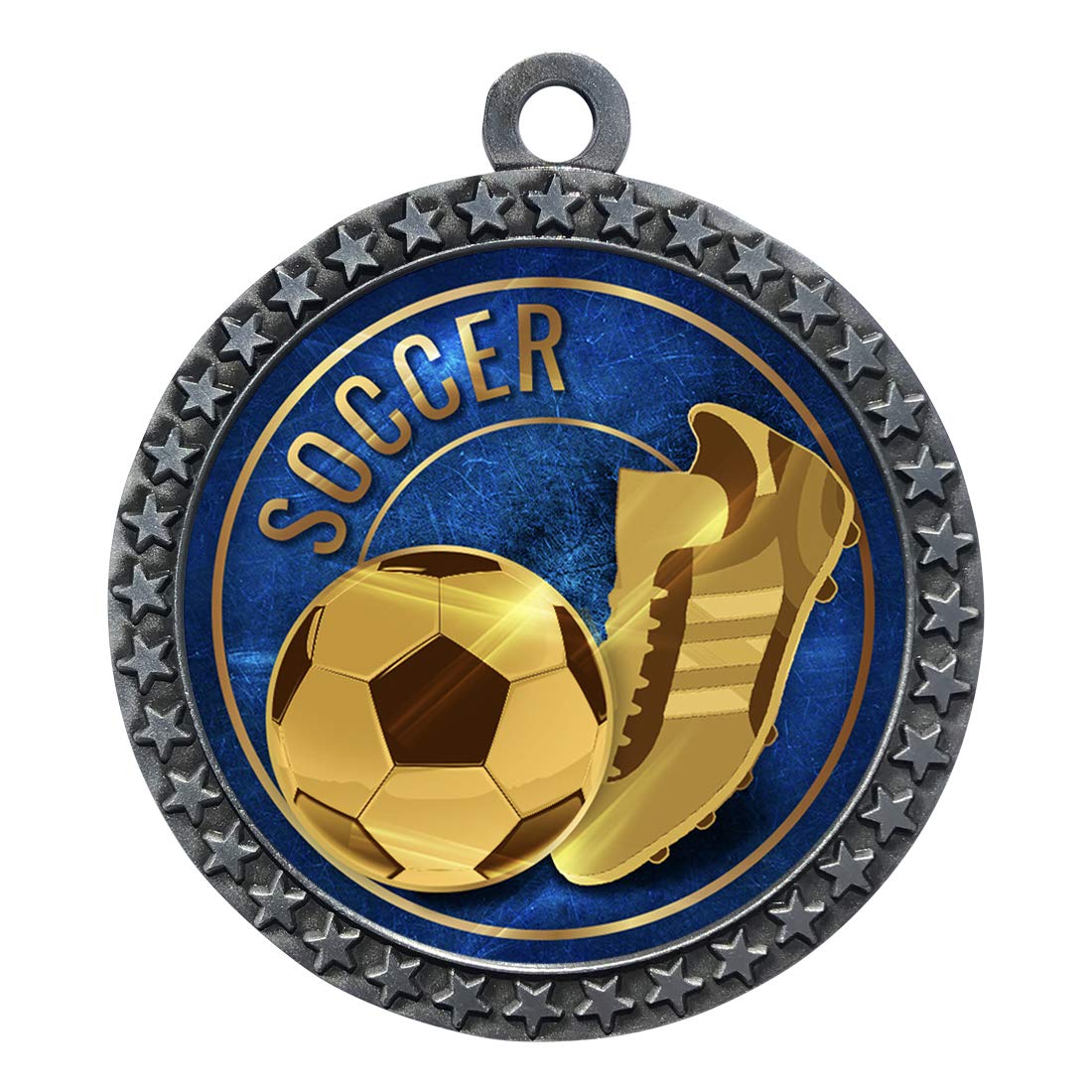 Express Medals Soccer Silver Medal Trophy Award with Neck Ribbon STDD212-EG46 5PK