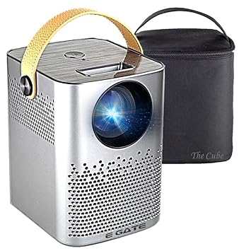 Egate C9 Cube HD 1080p support + Amazon Fire TV Stick Lite with Wi-Fi, Bluetooth & Preloaded Netflix, Prime, Hotstar | 3300 L (390 ANSI ) | Large Display | 2D 45 degrees  Digital Keystone Projector (O51Q61-F) (Silver)