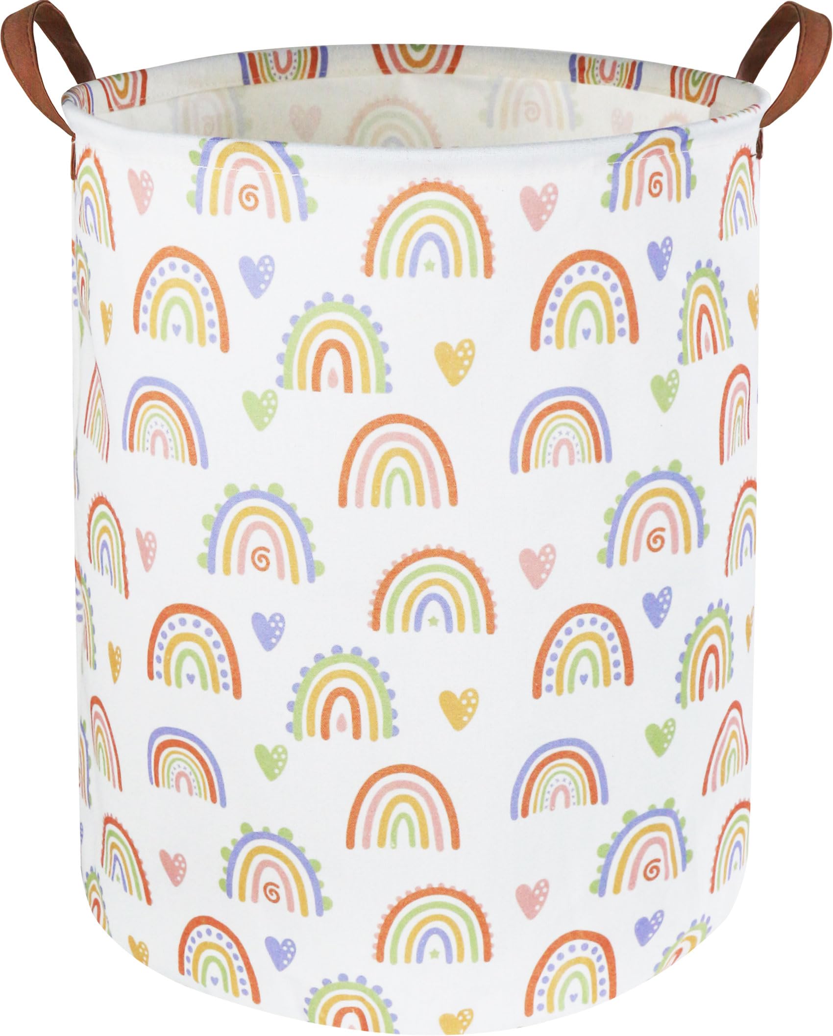 HKEC 19.7’’ Waterproof Foldable Laundry Basket,Baby Girls Nursery Hamper,Dirty Clothes Hamper for Boys and Girls,Kids Toys/Books Bins, Gift Baskets, Room Decor(Rainbow)