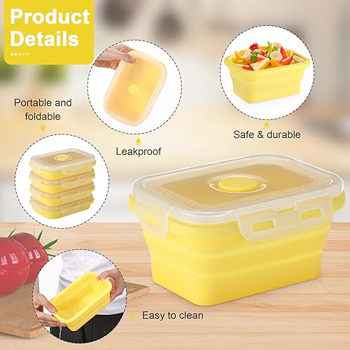 Miniatura 3 de Mifoci 12 recipientes plegables de silicona de 12 onzas para almacenamiento de alimentos, rectangulares a granel, recipientes plegables para