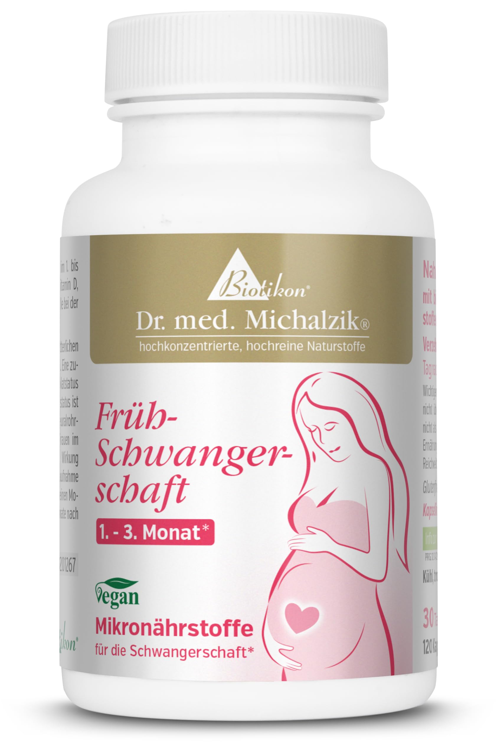 Frühschwangerschaft Dr. Michalzik, 800 µg Folsäure, 150 Kapseln | Mit Folsäure, DHA, Eisen und Calcium • vegane Kapseln • eigene deutsche Produktion • ohne Zusätze