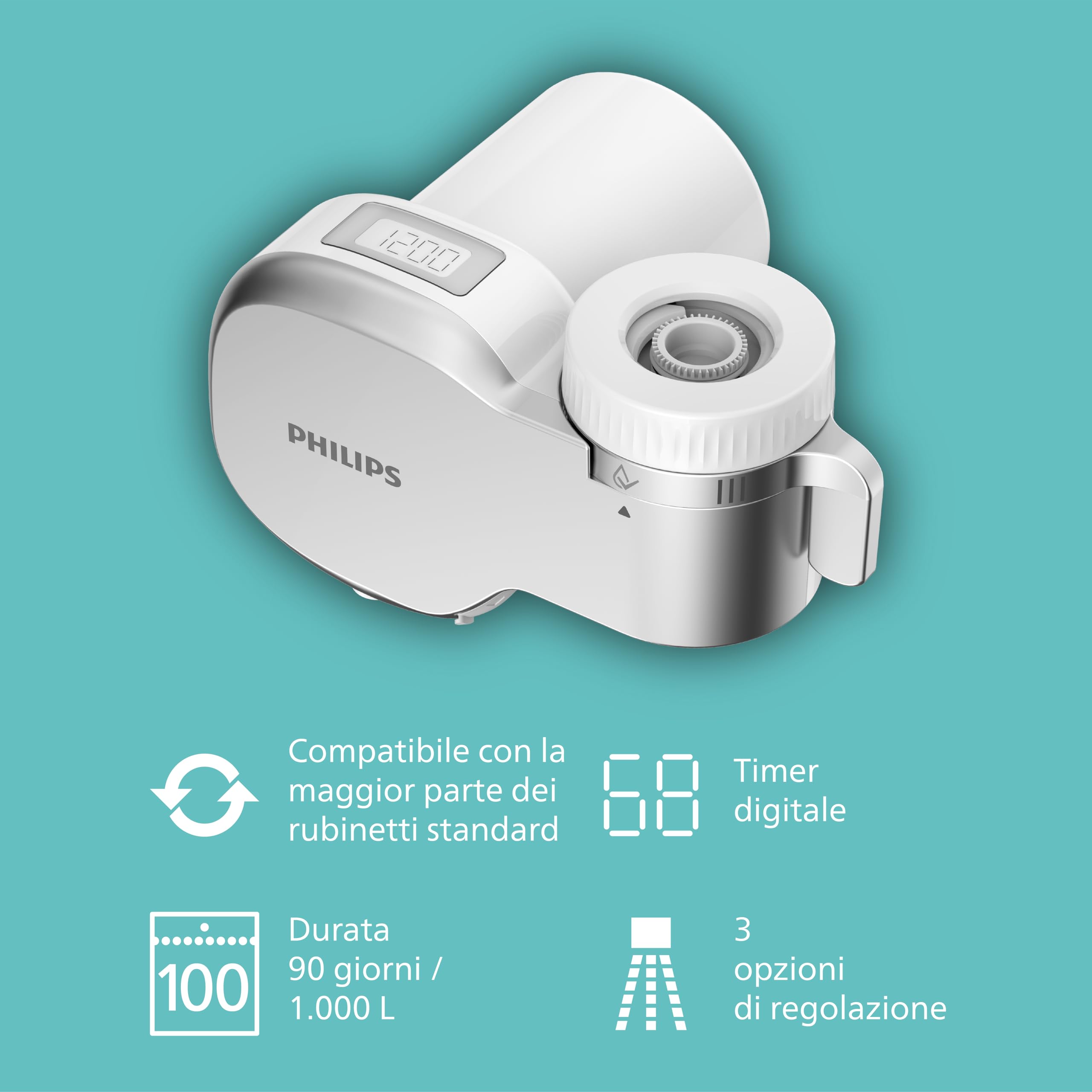 Philips Water Ontap filtro AWP3756P1/10 ULTRAFILTRAZIONE con DISPLAY DIGITALE, capacità di filtrazione 1200 L
