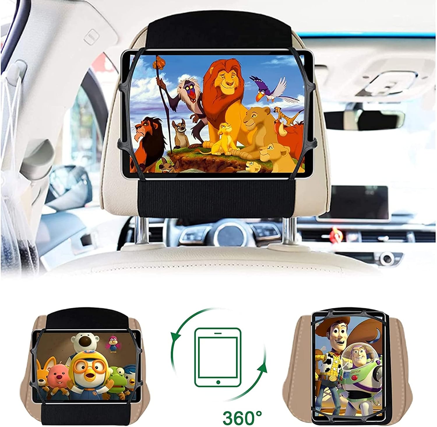 LONANDY 2 Pack Tablet Holder for Car, Headrest Tablet Holder iPad Car Holder Back Seat, Car Tablet Holder Compatible with All 7-12.9" Tablets (2023 Upgraded)