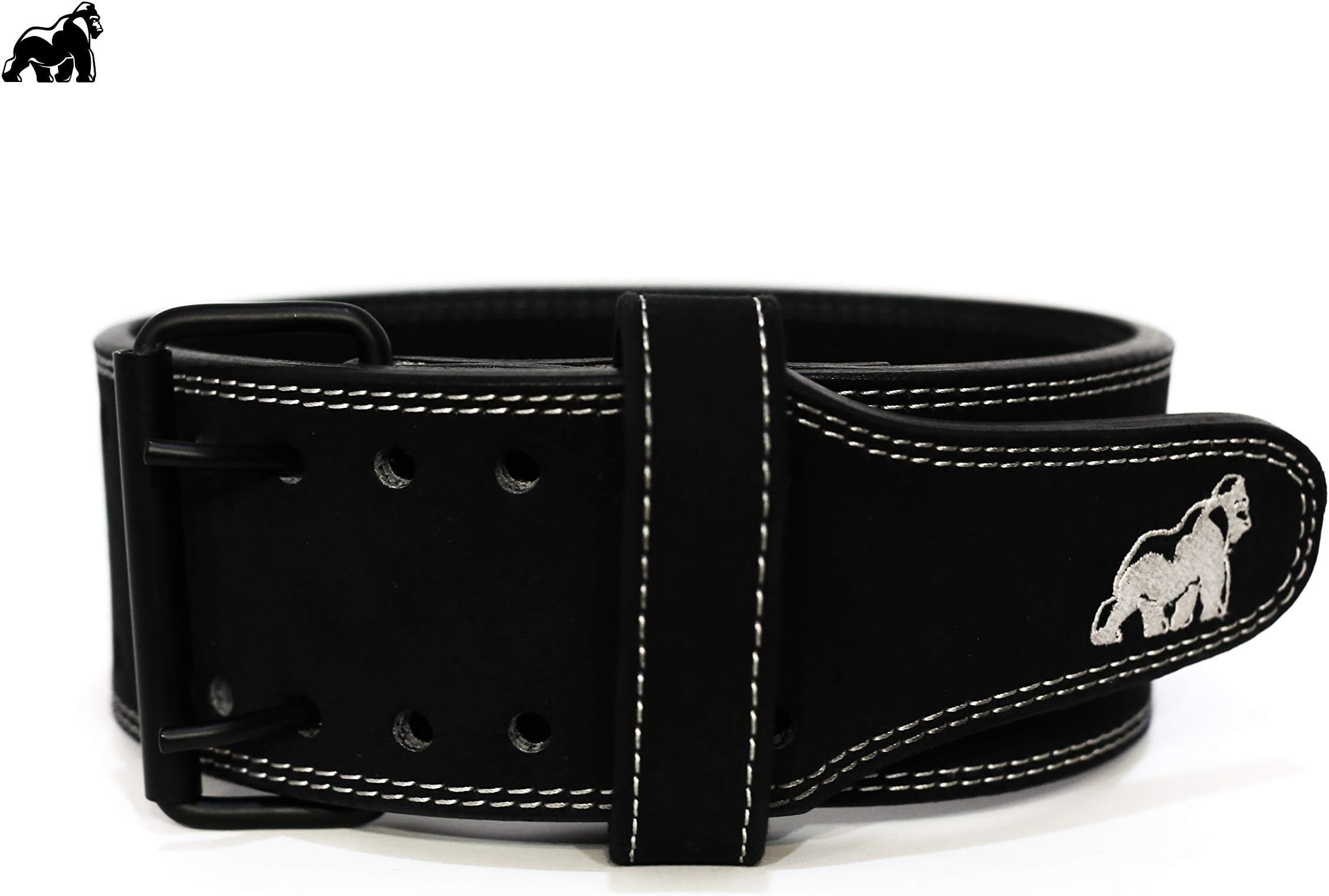 Iron Gorilla Weight Lifting Belt - 10mm Double Prong 4 Inches (Black, Small)