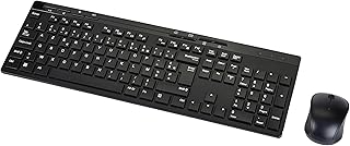Amazon Basics Full-sized Wireless Keyboard & Mouse Combo, 2.4 GHz USB Receiver, FR Layout, Black