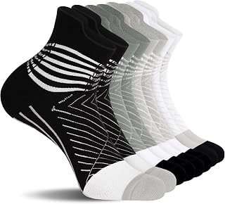 Men Women Graduated Compression Socks, 4 Pairs Plant Band Socks, Ankle Support Running Socks, Running Socks, Anti-Blister Sport Compression Socks with Cushion, 38.5-42
