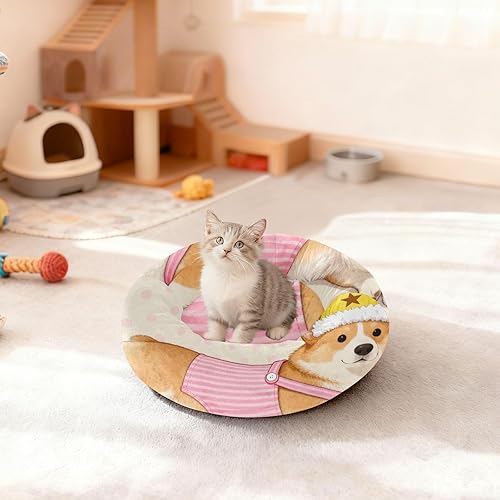 Miniatura 3 de KLL Cartoon Long Dog Yellow Warm & Cozy Pet Cat Bed fluffier Dog & Cat Cushion for Extra Small Size Pets Sleeping cama elevada para Perros Grandes