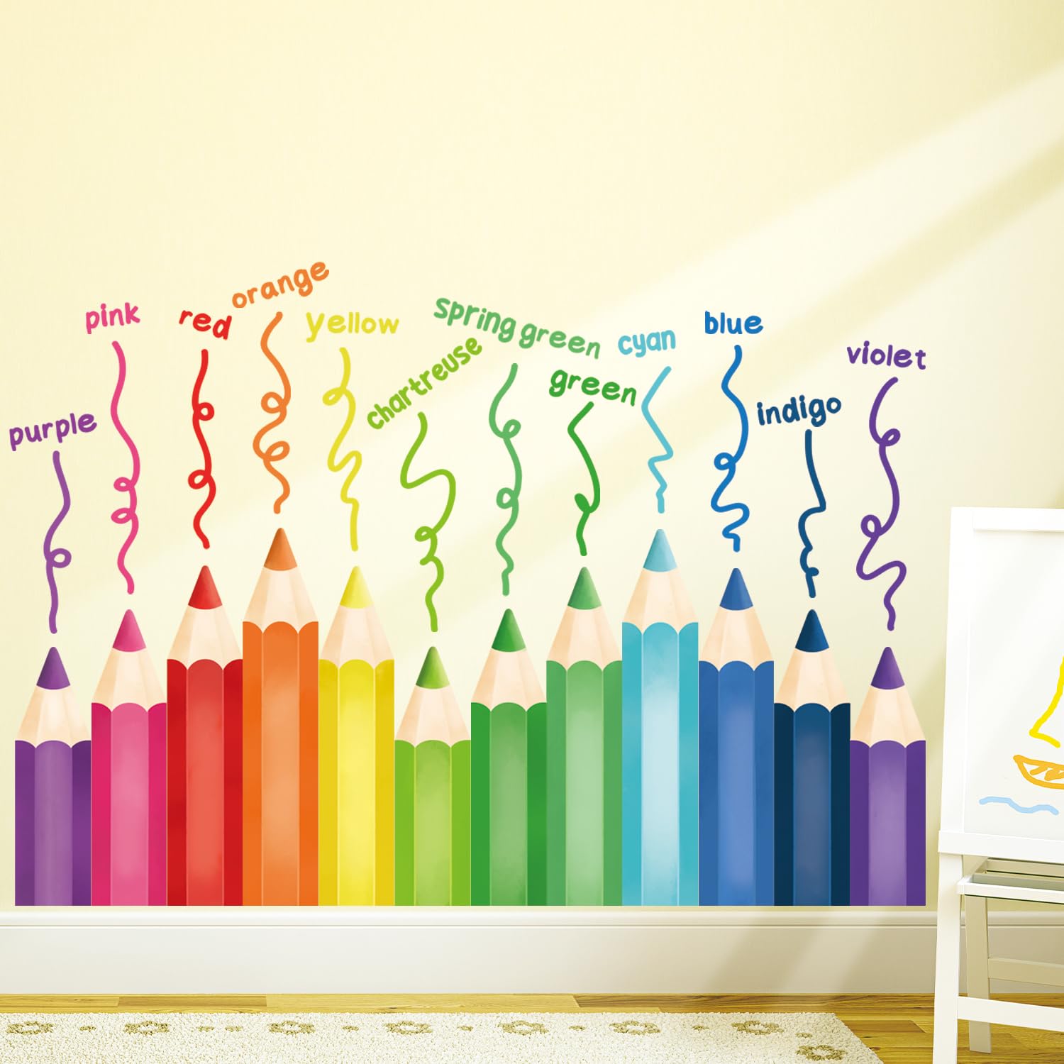 DECOWALL Learning Color Crayons Wall Stickers Educational Pencil Wall Decals for Kids Girls Boys Room Bedroom Nursery Classroom Playroom (SG2-2417) - Image 3
