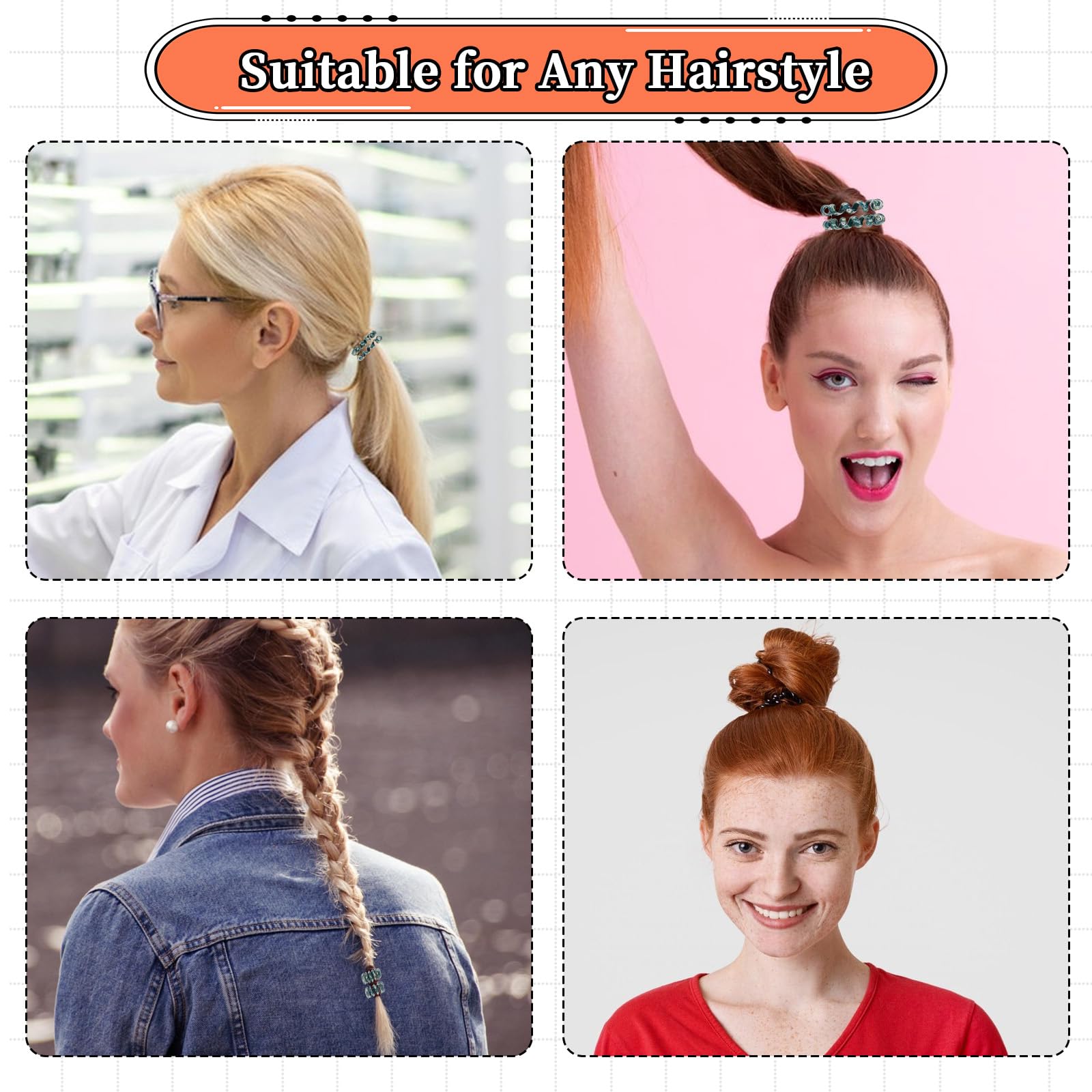JJUNW 5 Stück Spiral Haargummis, Mehrfarbig groß Telefonkabel Haargummi Elastisch Zopfgummi Elastisch Haarband für Damen und Mädchen(Blaue Serie)