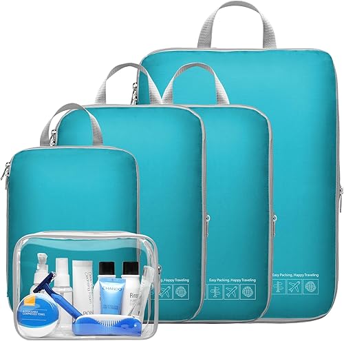 Cambond Compression Packing Cubes for Suitcases - Packing Cubes for Travel Bags Luggage Organizers Travel Essentials Compression Cubes for Carry on