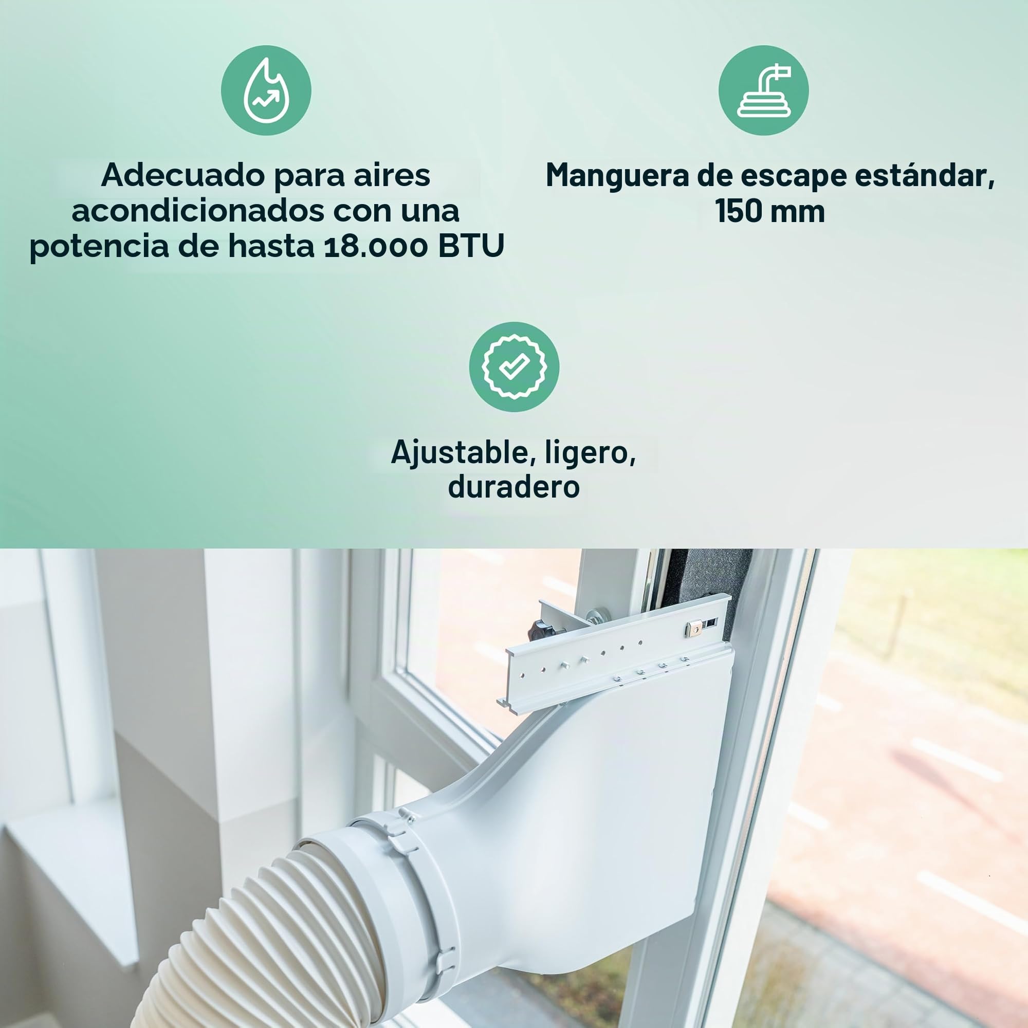 Eurom Ventana Way Out | Junta de ventana para aire acondicionado móvil | Adaptador de accesorios para su climatizador móvil | ajuste universal Hot Air Stop - instalación rápida (blanco 2.0)