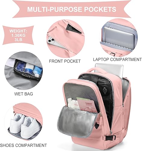 Miniatura 497 de coowoz Mochila de viaje grande para mujeres y hombres,Mochila de transporte,Mochila de senderismo impermeable para deportes al aire libre, Azul, 45