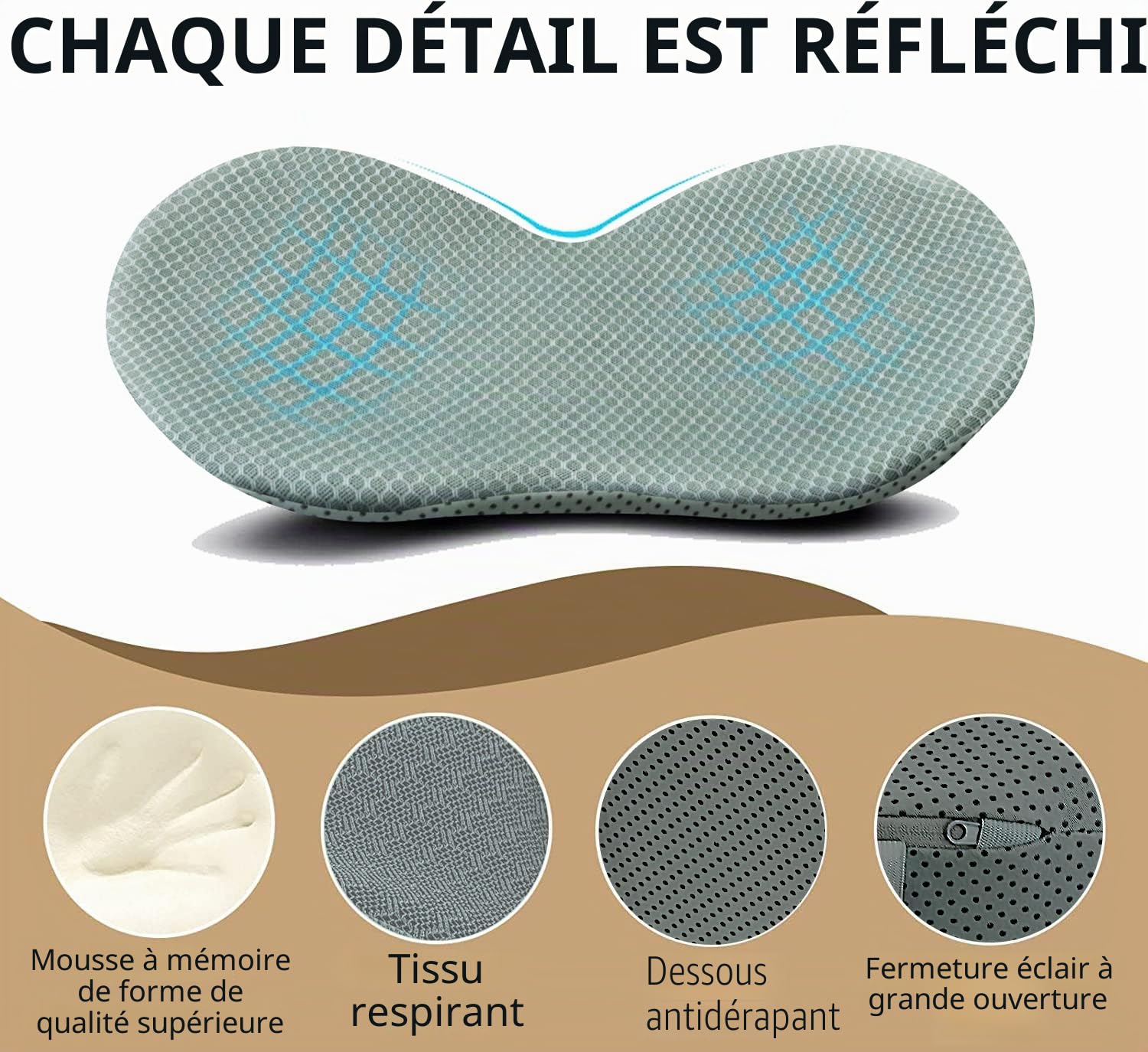 Livtribe Coussin de siège de Voiture – Coussin de siège de Voiture en Mousse à mémoire de Forme – Soulagement des douleurs dans Le Bas du Dos – Coussins de siège de Voiture pour la Conduite(Gris)