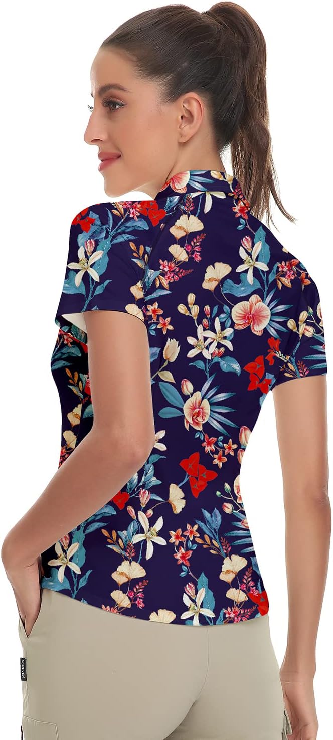 Soneven Women's Short Sleeve Golf Shirt Moisture Wicking Athletic Golf Polo Shirts Tennis Shirts Dry Fit - Image 2
