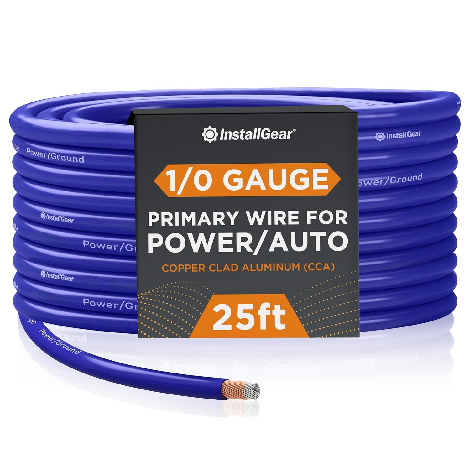 InstallGear 1/0 Gauge Blue 25ft Power/Ground Wire True Spec and Soft Touch Cable