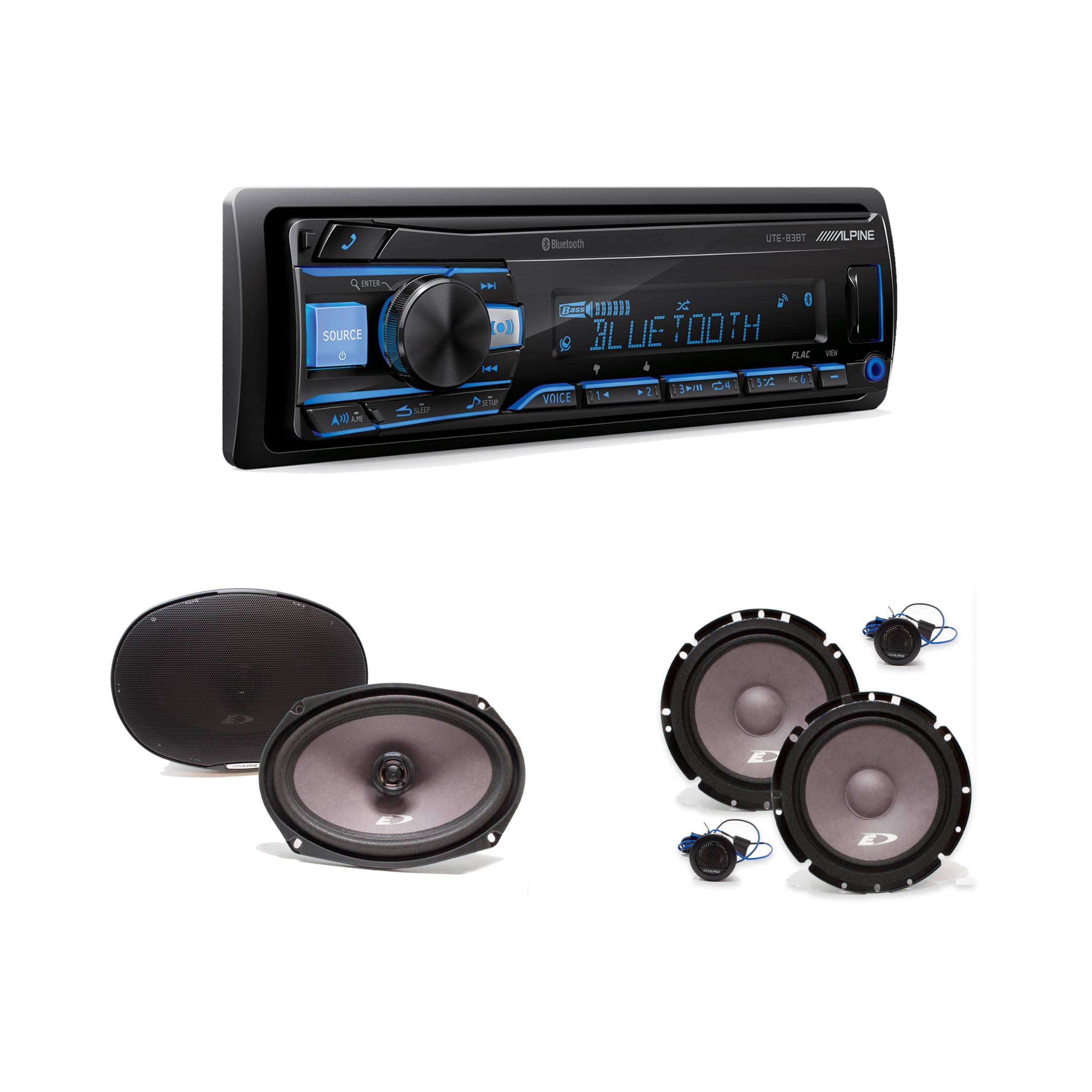 with SXE-1751S 6.5in & SXE-6926S 6x9 Speakers by Alpine – Model UTE-83BT