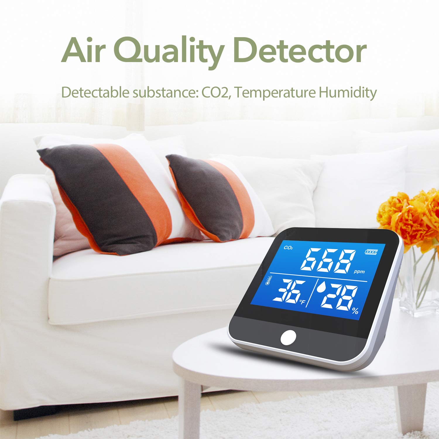 DM306C - Monitor de temperatura y humedad de CO2 portátil, detector multifuncional infrarrojo NDIR, para escritorio, hogar, herramientas de detección altamente precisas, eficiente