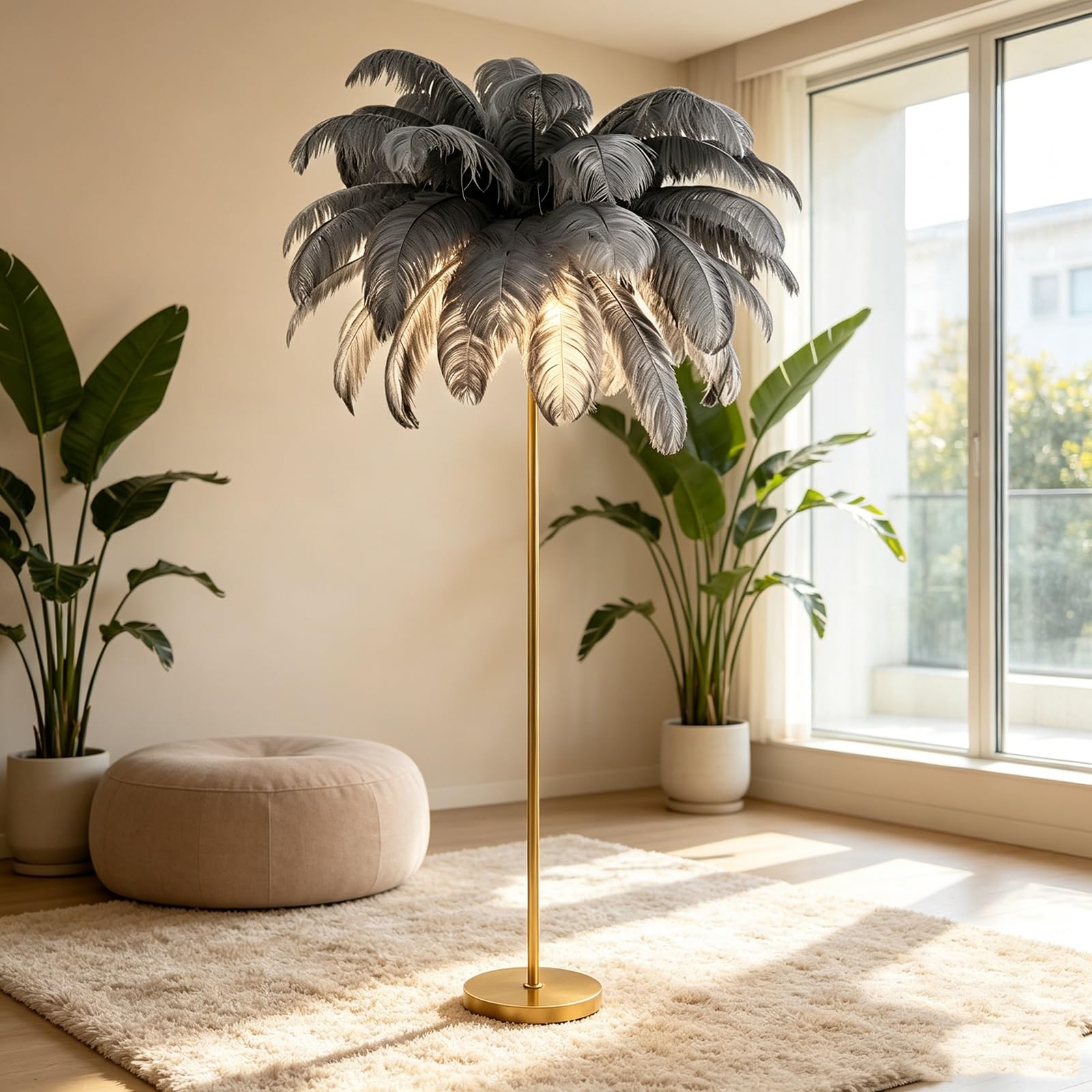 LCNDKF Elegant Feather Standing Floor Lamp