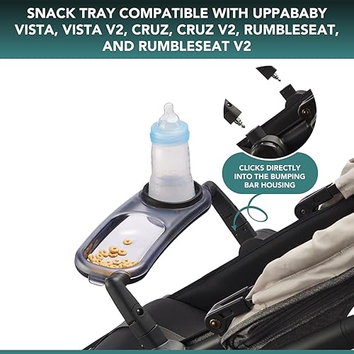 Miniatura 6 de Bandeja de aperitivos compatible con UPPAbaby Vista V2, Vista, Cruz, Cruz V2, RumbleSeat, RumbleSeat V2, bandeja de aperitivos con portavasos, apta