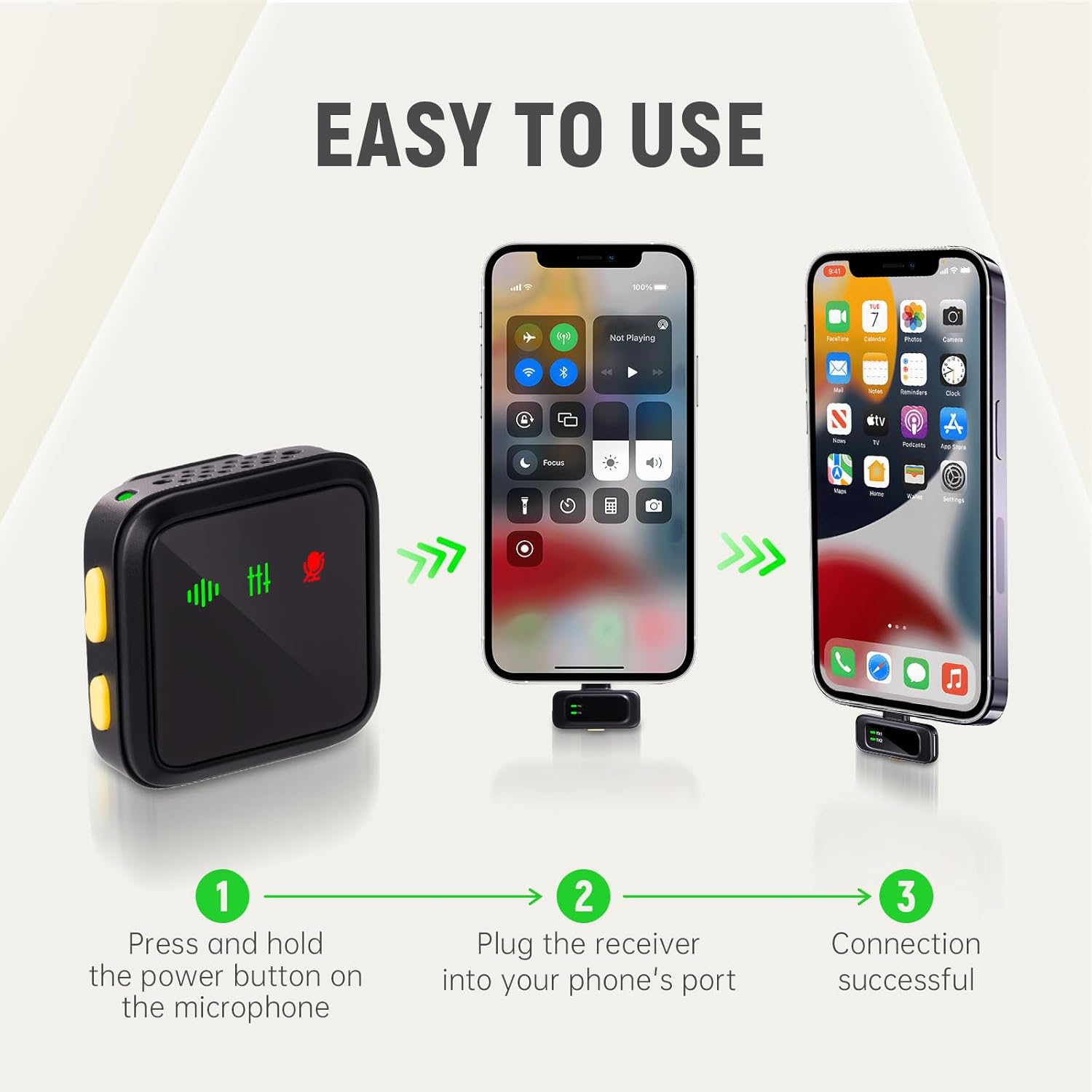 Wireless Lavalier Microphone T40 for iPhone/Android with Intelligent Noise Cancellation, Reverb & Mute Function, Newly Upgraded, Two Mics with Charging Box, for Video Recording, Vlog, Live Streaming