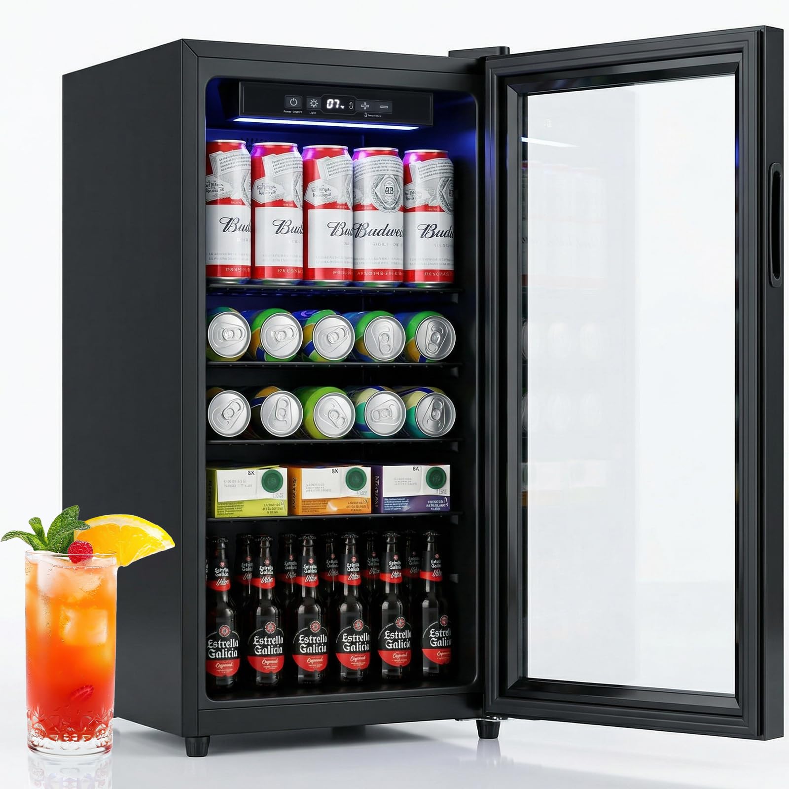Anypro Mini Fridge 130 Can Beverage Refrigerator Cooler, 3.2 Cu.Ft Drink Fridge For Soda Wine Beer, Beverage Fridge With Glass Door For Home Office Bar, Digital Temperature Control, Adjustable Shelves | Fridge.com