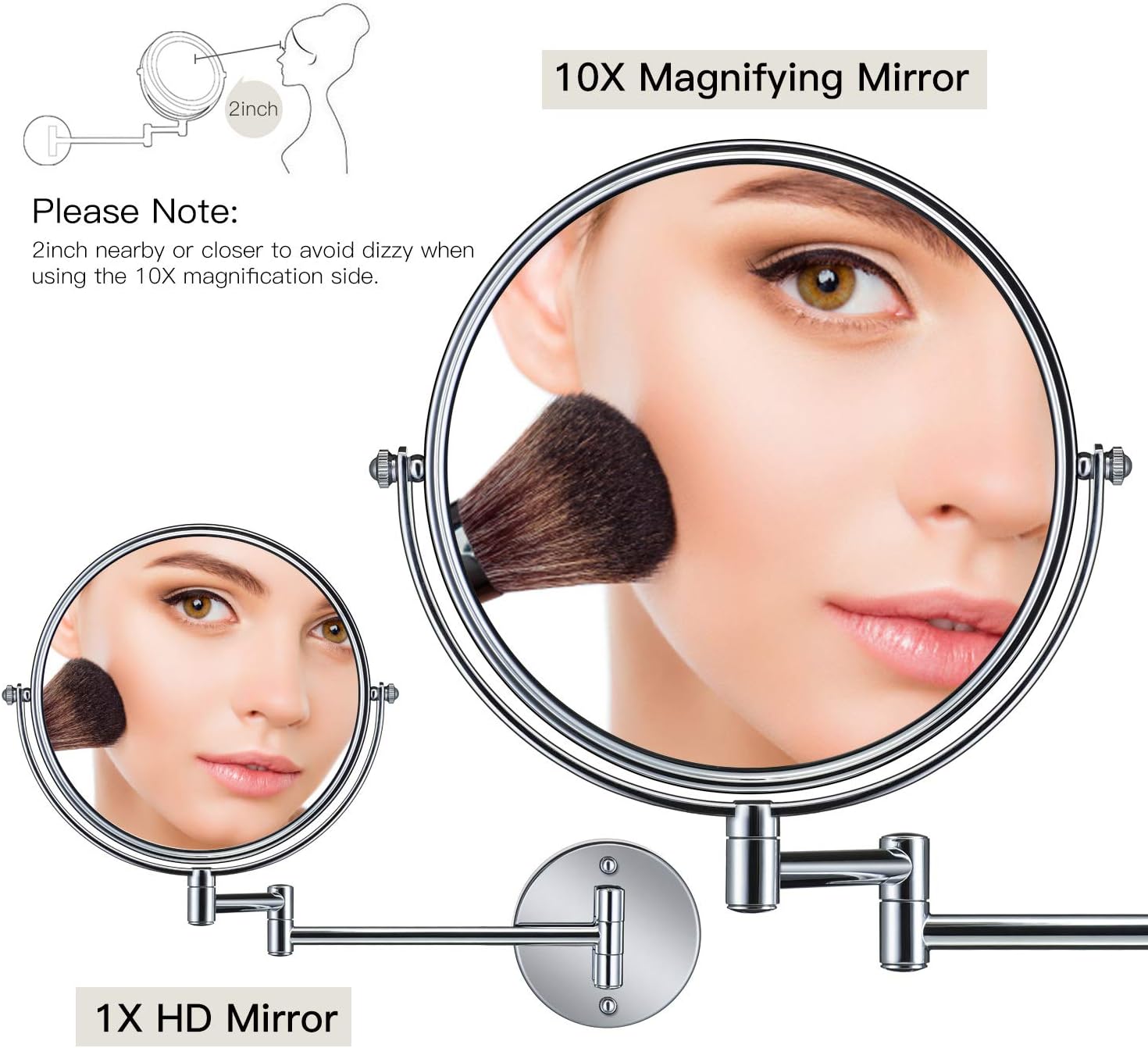 Best Seller GloRiastar 10X Magnification Wall Mounted Makeup Mirror - Double Sided Magnifying Makeup Mirror for Bathroom, 8 inch Extension Polished Chrome Finished Mirror Exclusive Discount 80% Offer GloRiastar 10X Magnification Wall Mounted Makeup Mirror - Double Sided Magnifying Makeup Mirror for Bathroom, 8 inch Extension Polished Chrome Finished Mirror