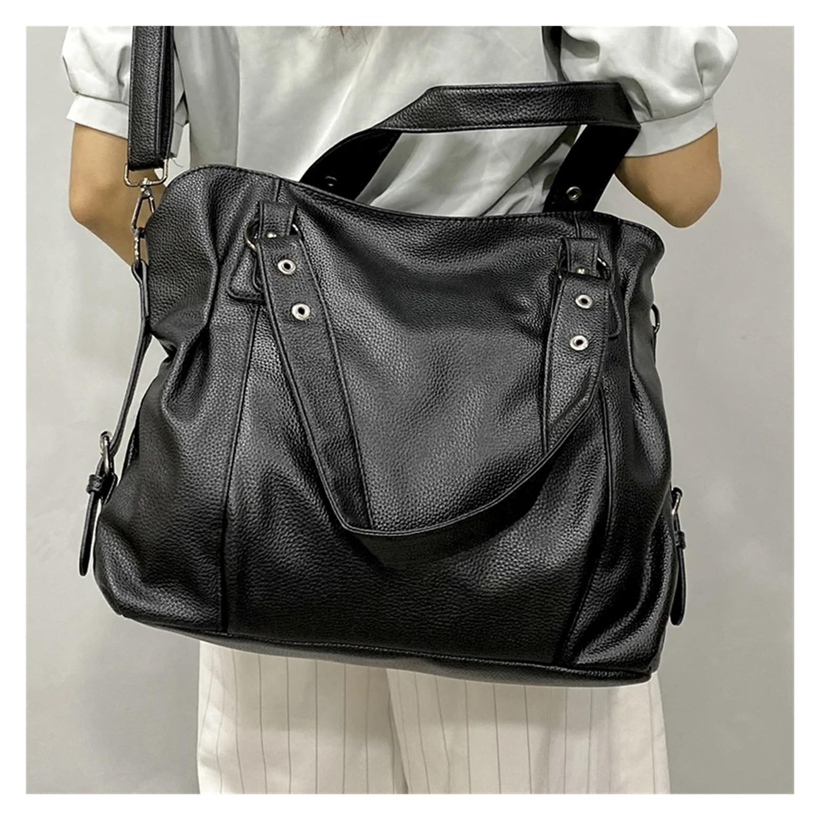 Borsa Tote da Pendolare Borsa a tracolla capiente in pelle da donna, grande, borsa pendolare, a mano, classica, nera per Ufficio