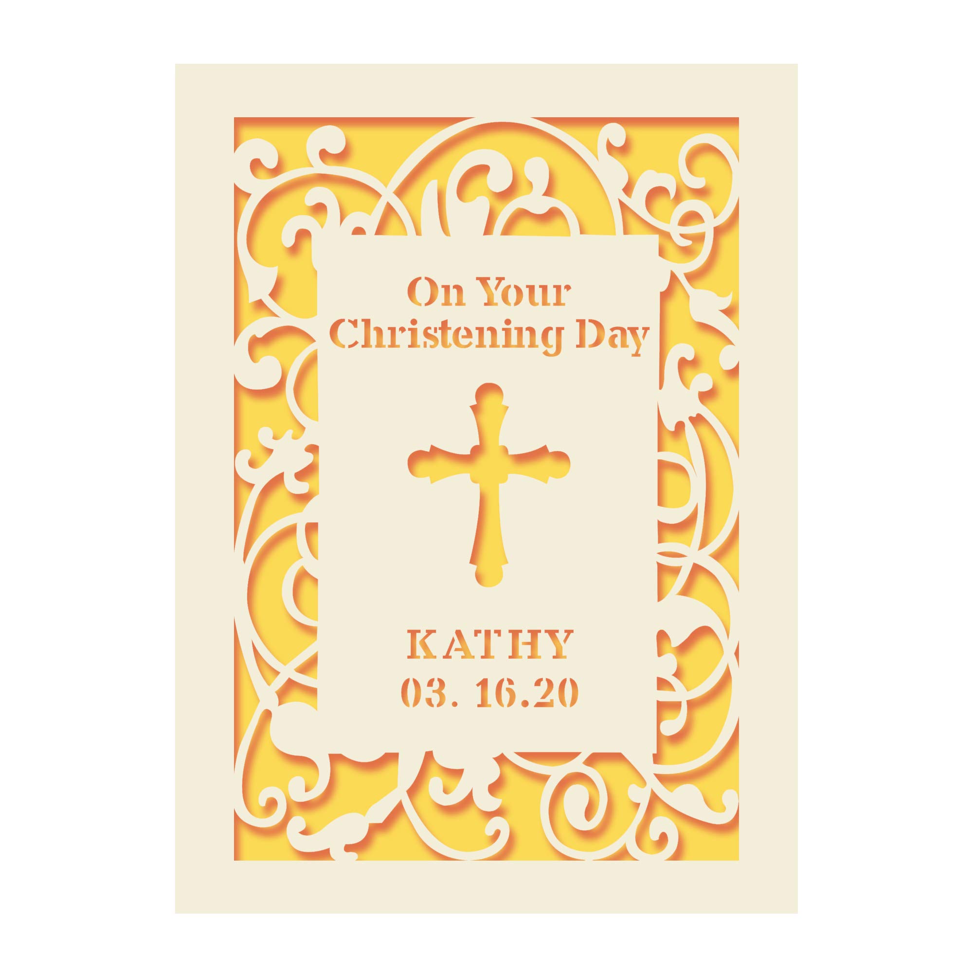 Personalised Christening Card for Boy Girl New Baby Son Daughter Grandson Granddaughter Celebration Christening Day Congratulations Christian Gift Idea with evnelope (Gold) โ image 1