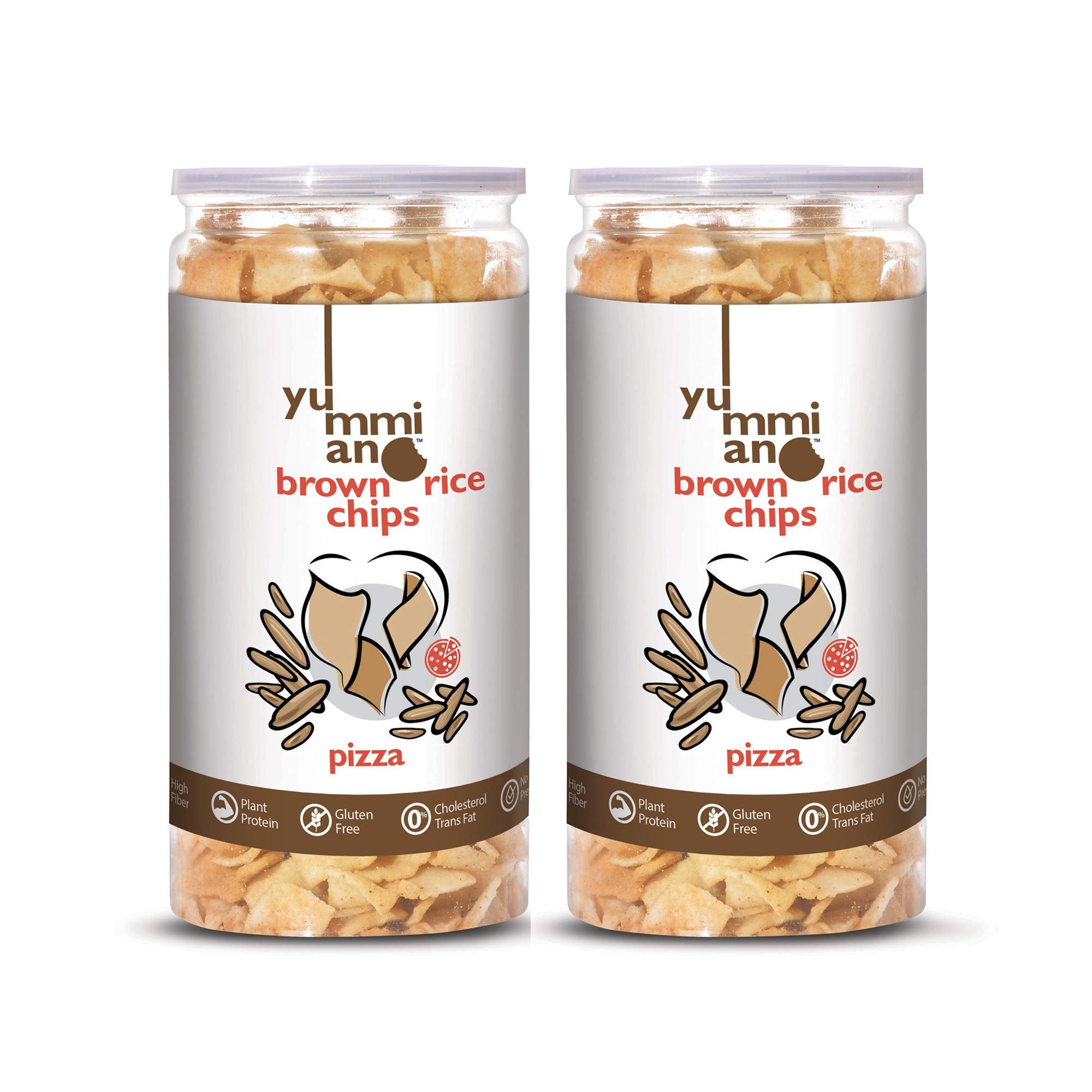 Yummiano® Brown Rice Chips - Authentic Vacuum Cooked Brown Rice Chips, Zero Cholesterol Healthy Snacking with High Nutrient Content, No Added Preservatives - Pack of 2 - 140g Each (Pizza) (B08X7DFRYX) Amazon Price History, Amazon Price Tracker