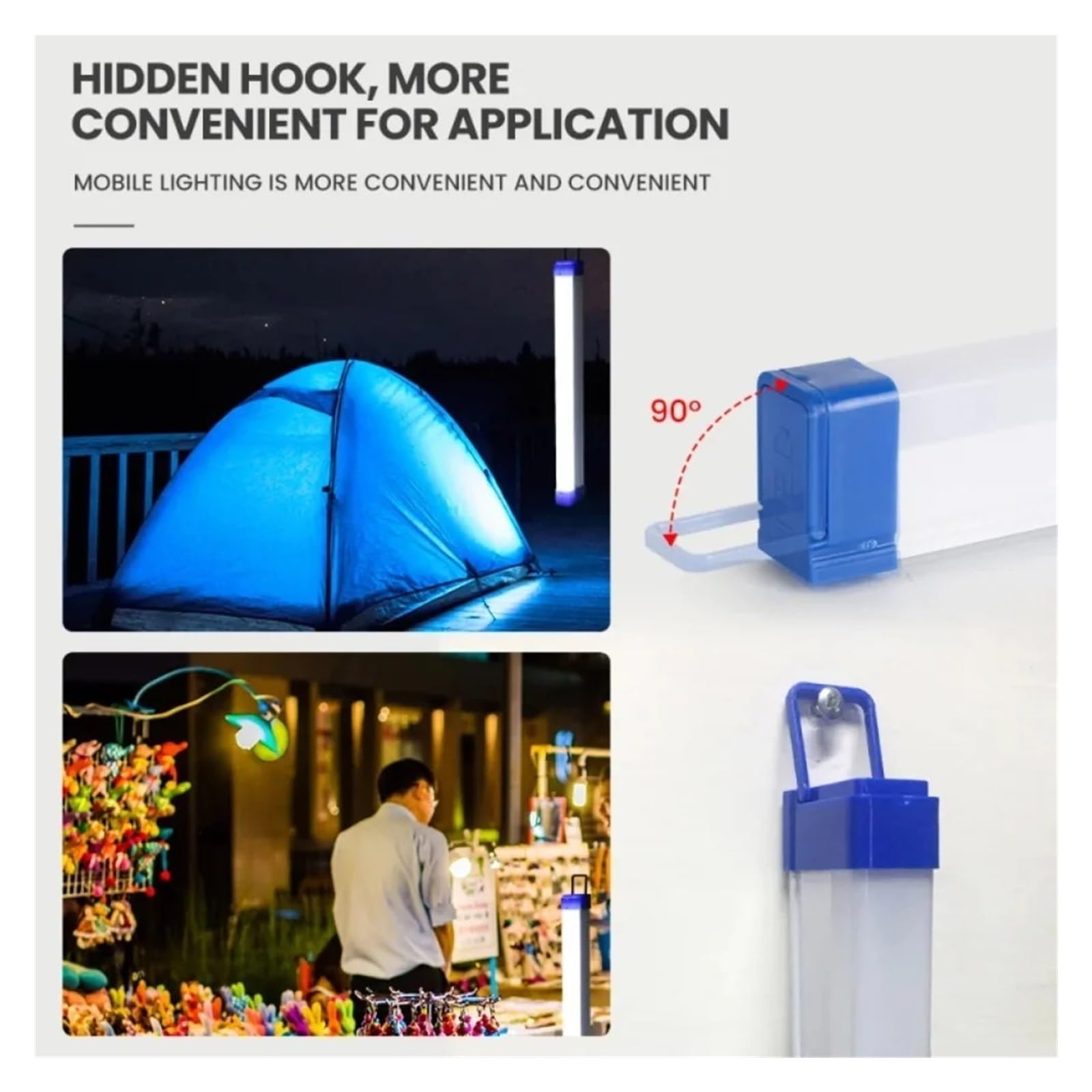 Barra De Luz LED, Tubo Recargable, Lámpara Camping, Suspensión Magnética, Bombilla Portátil For Iluminación Exterior Mercado Nocturno Emergencia Luces SúPer Brillantes(52cm)