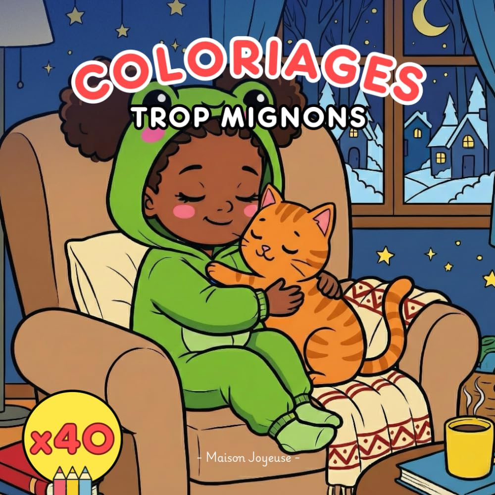 40 coloriages trop mignons – Petites filles et animaux kawaii: Livre de coloriage kawaii pour enfants dès 6 ans