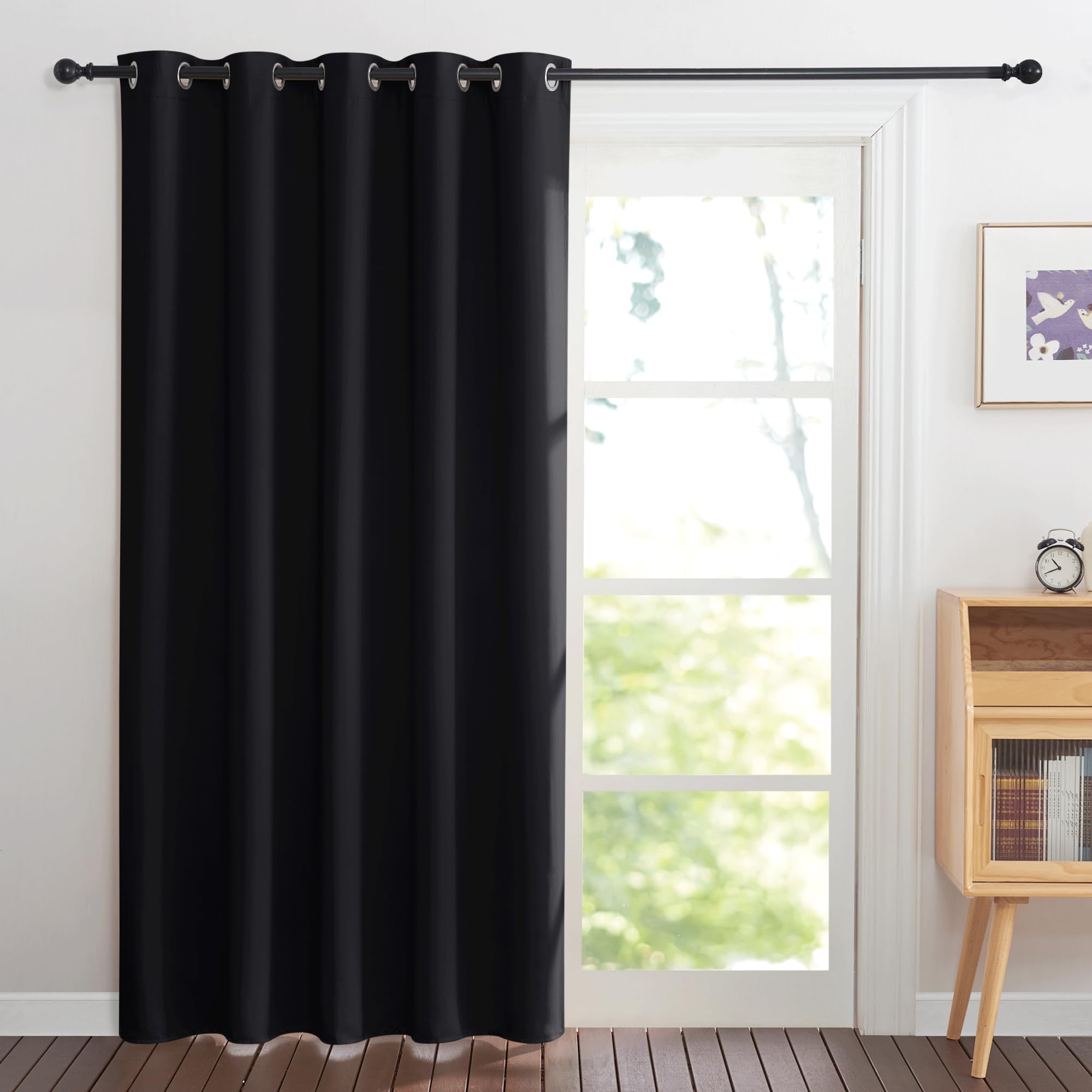 PONY DANCE Door Curtain Thermal, 1 Panel Blackout Curtains for Living Room Bedroom Kitchen Privacy Screen Heat Cold Insulated