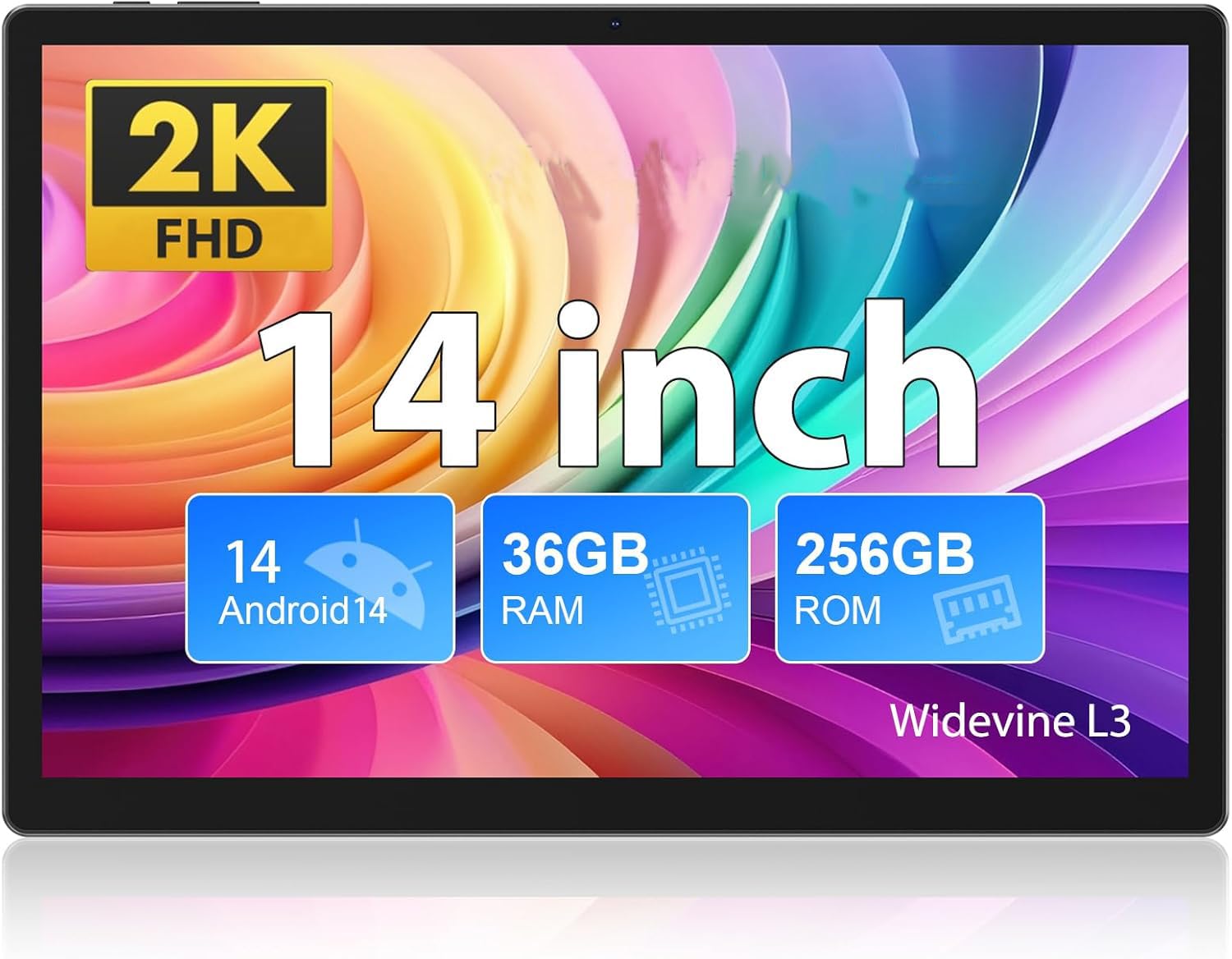 FASTWD Tablet 14 Pollici tablet Android 14,tablet PC 36GB RAM+256GB ROM,11580mAh,Tablet con 4G LTE e 5G WiFi,2000 * 1200 incell FHD+,Widevine L3,13MP+8MP,GPS/BT5/Tablet con fondina,Nero