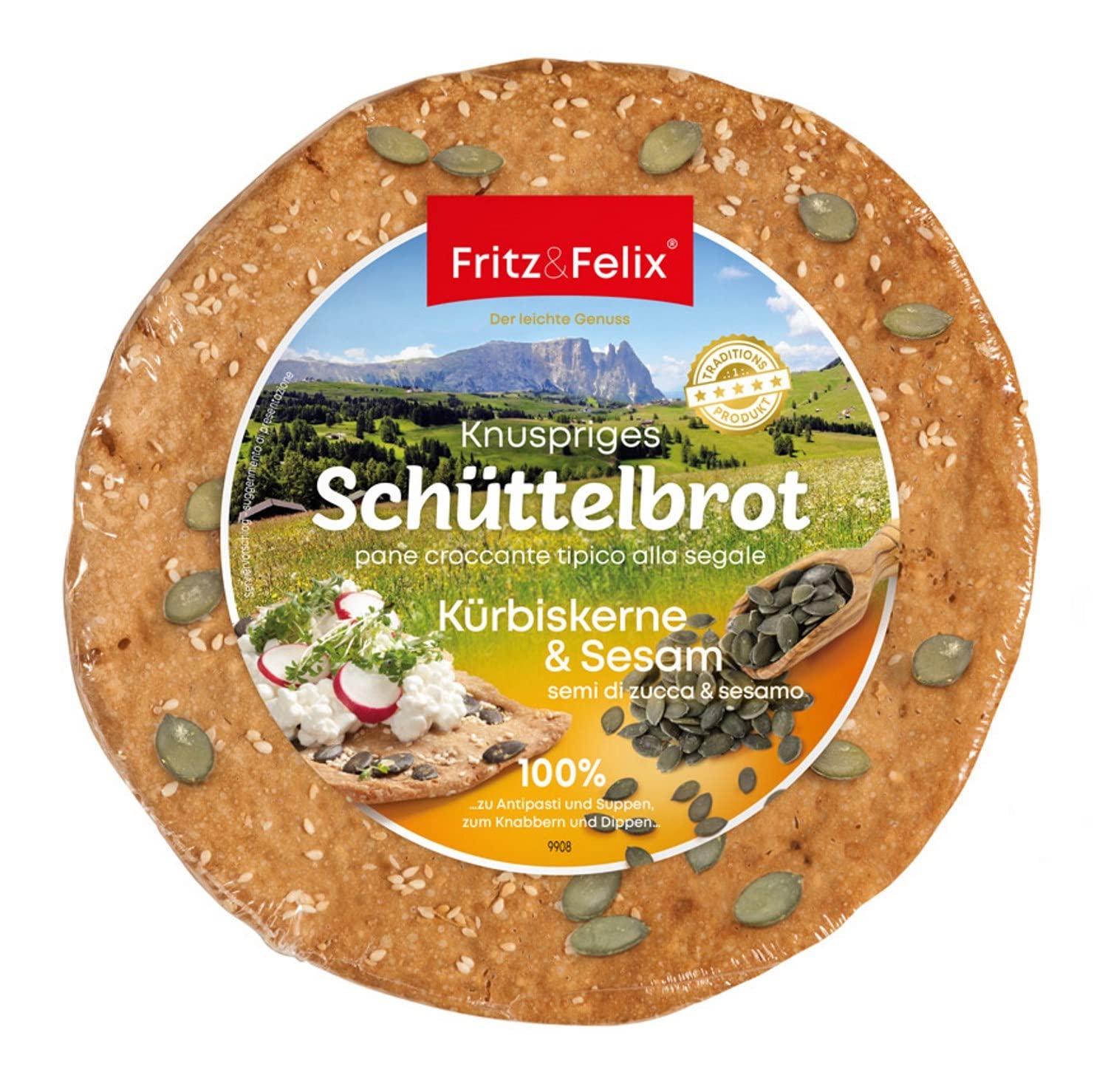Pane croccante con semi di zucca & sesamo cartone 20 x 150 gr. - Fritz & Felix