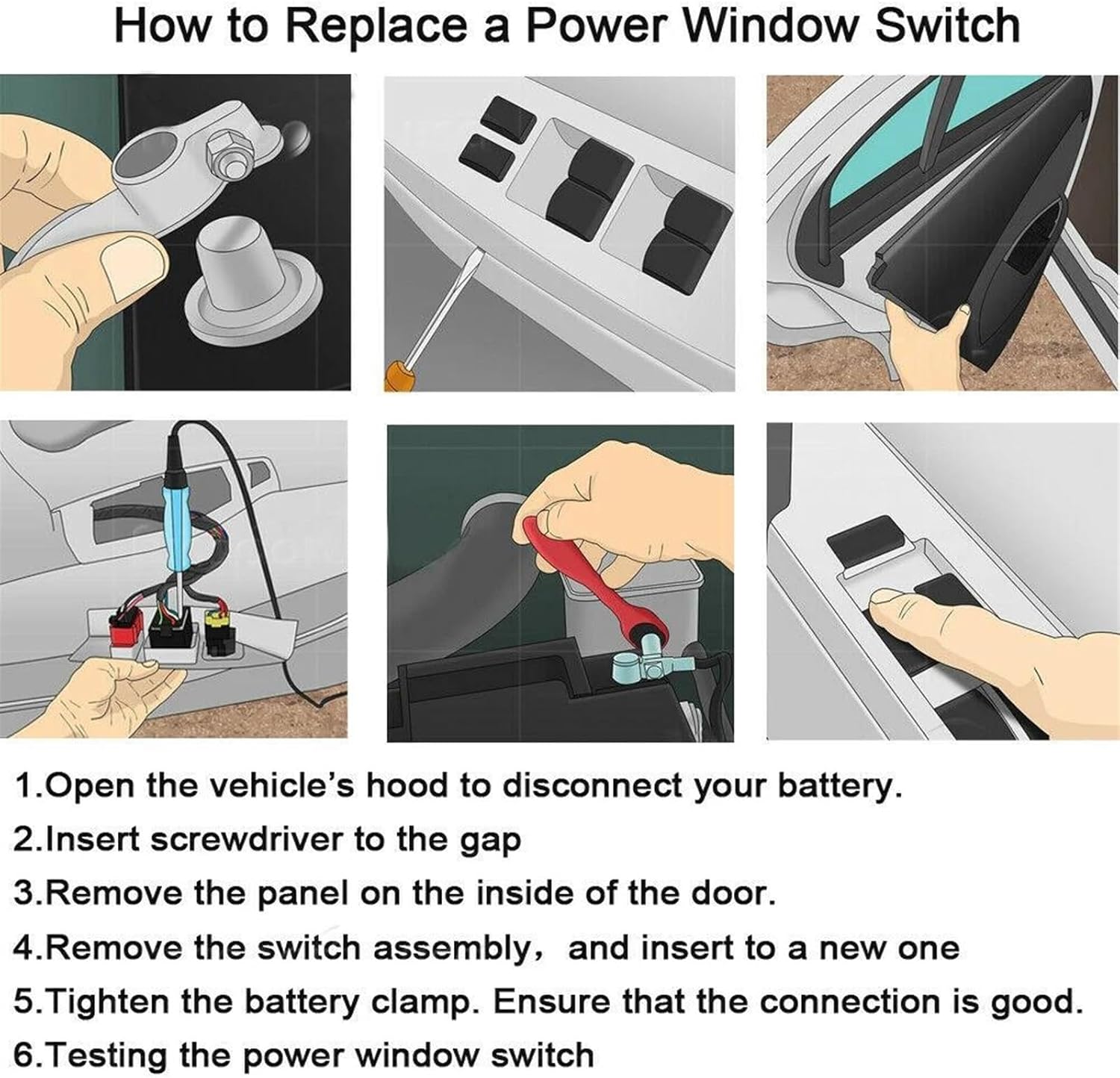 Car Window Glass Lift Switch Compatible with Dodge for Ram 1500 2500 3500 4500 5500 2013-2019 68148893AA 68148893AB Car Power Master Door Lock Window Switch Replacement