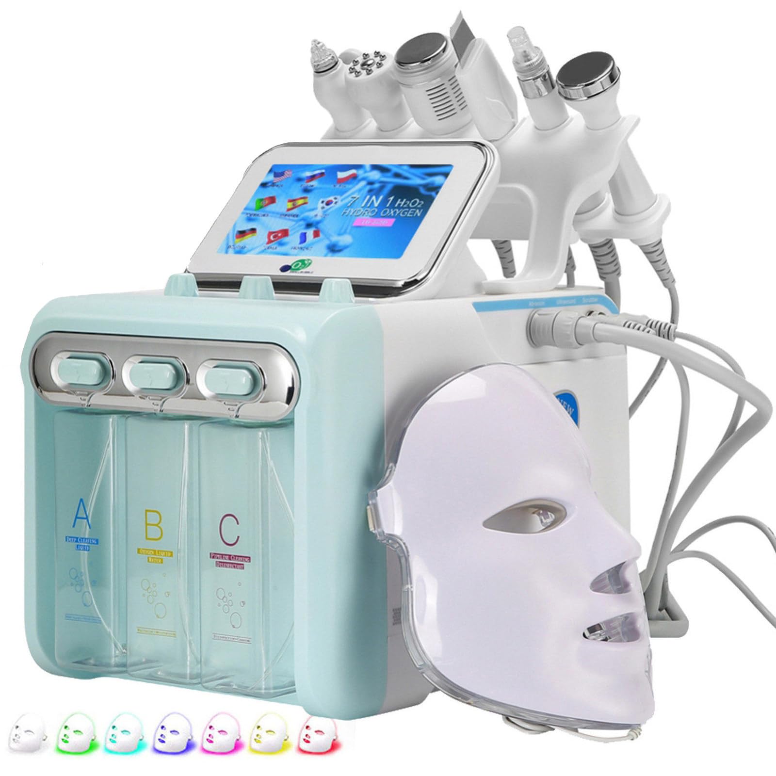 Macchina Bellezza All'ossigeno E All'idrogeno, Macchina Hydrafacial 7 in 1, Per Peeling, Ringiovanimento, Lifting, Rassodamento E Pulizia Profonda Della Pelle, Ideale per Spa E Saloni Di Bellezza