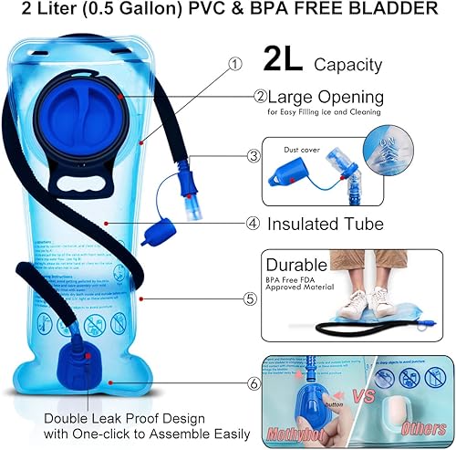 Miniatura 3 de Paquete de mochila de hidratación, mochila de agua de 20 litros incluida, bolsa de hidratación de 2 litros, esencial para festivales, paquete de