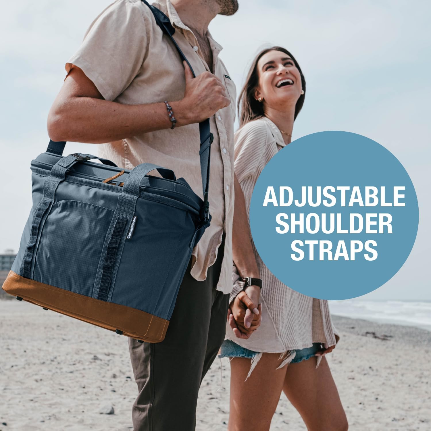 CleverMade Pacifica Sac isotherme pliable – Sac isotherme et pliable pour voyage, plage, pique-nique et voyages, peut contenir jusqu'à 30 canettes, étanche et souple, océan