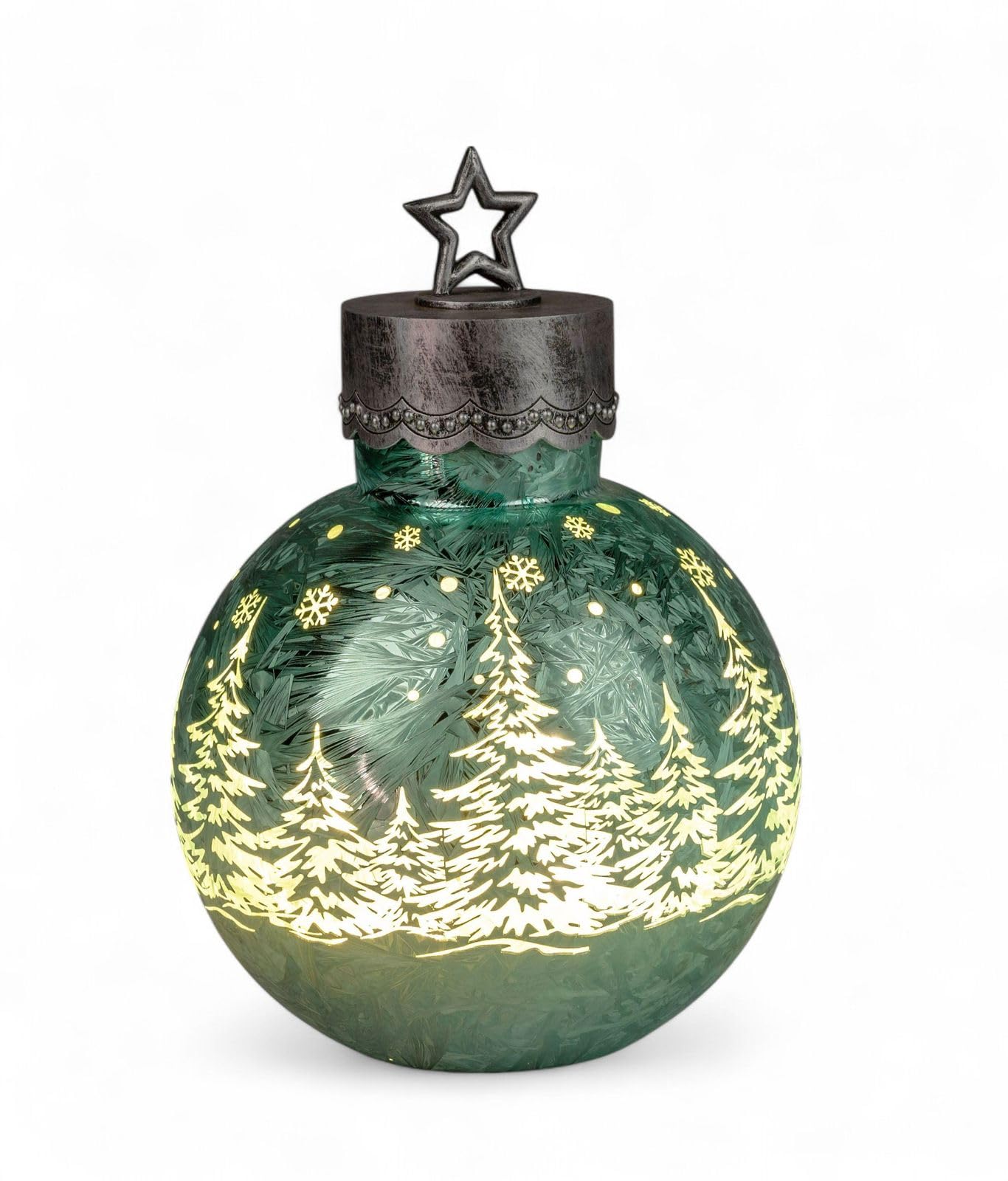 formano LED Deko-Kugel Frosty Mint 30 cm Farb-Glaskugel Ice-Optik Timer 6h /18h beleuchtet - inkl. Batteriebetrieben - Herbst Winter Weihnachtsdeko für Tisch Regal Fensterbank