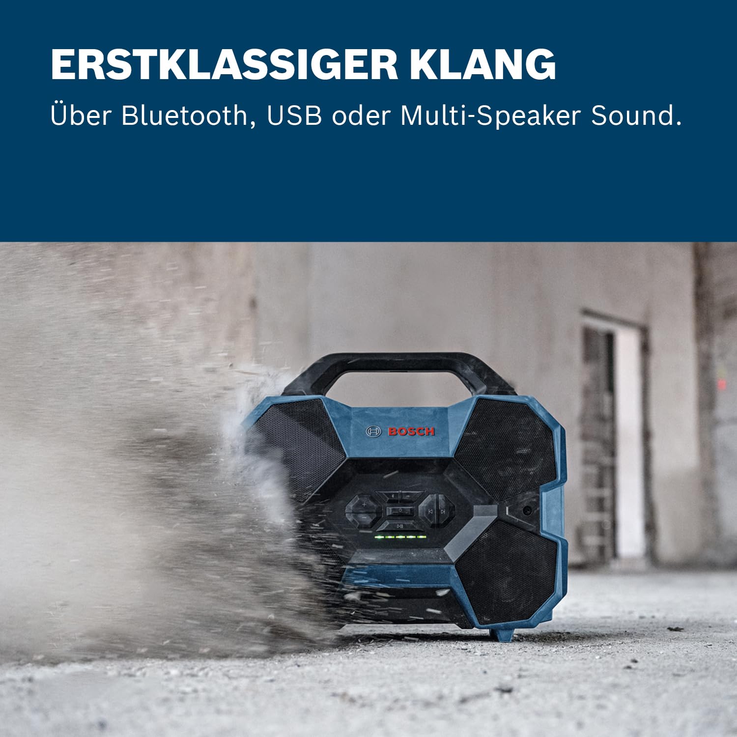 Bosch Professional 18V/12V System Akku-Bluetooth-Lautsprecher GPB 18V-6 C (Bluetooth, USB, Multi-Speaker Sound, ohne Akku/Ladegerät)
