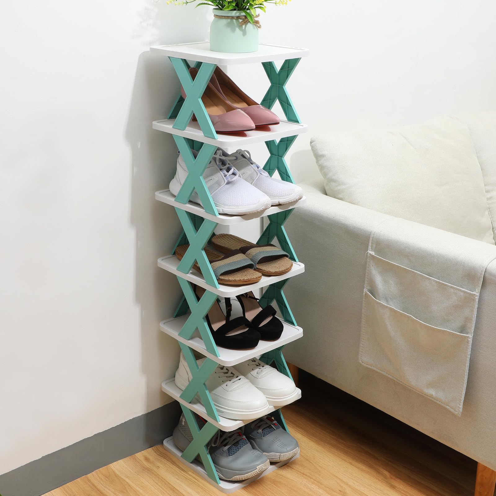 GALPADA Étagère à Chaussures Empilable X 7 Niveaux en PP pour Coin