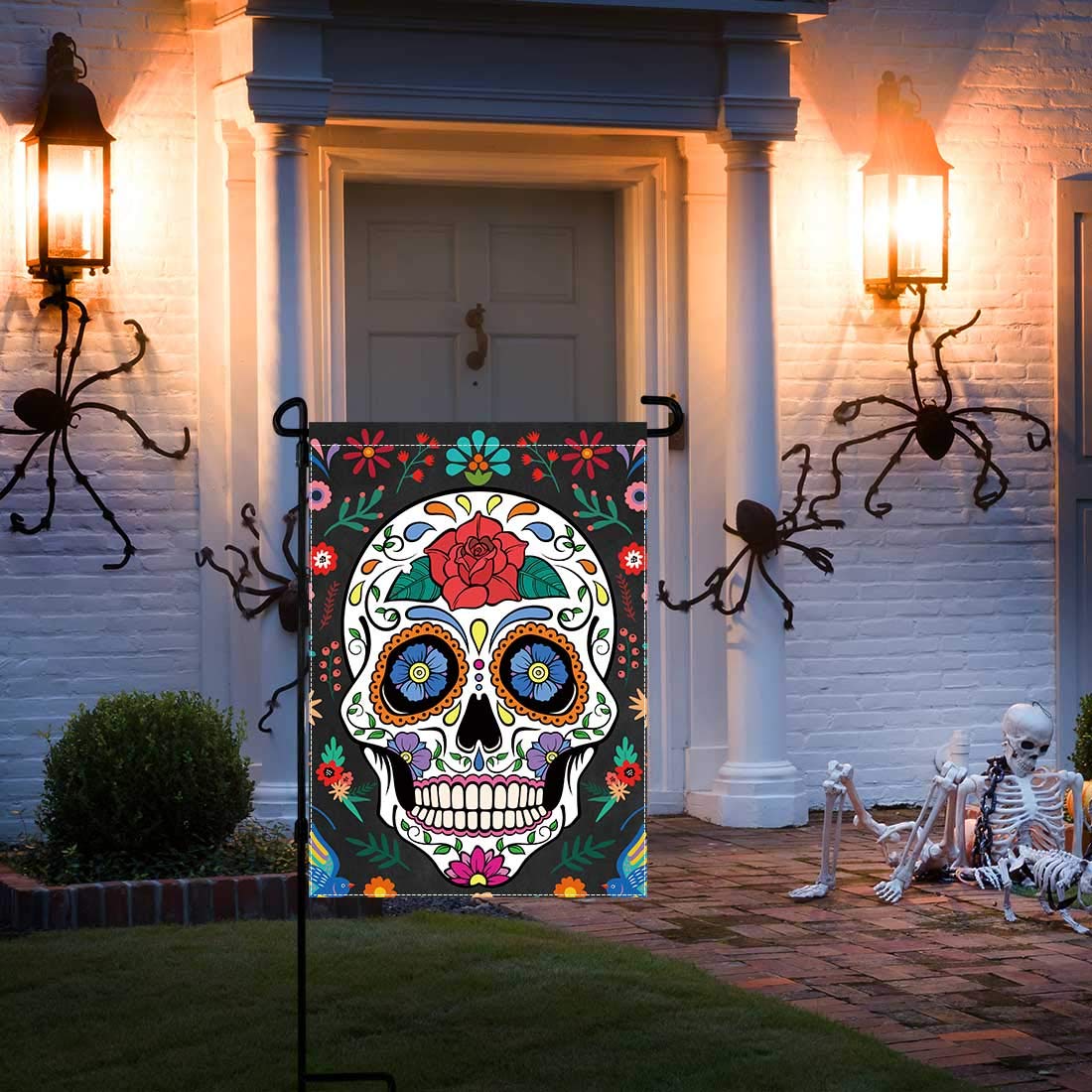 Allenjoy Gartenflagge 'Tag Der Toten' – Mexikanisches Dia De Los Muertos Design, Polyester, Waschbar