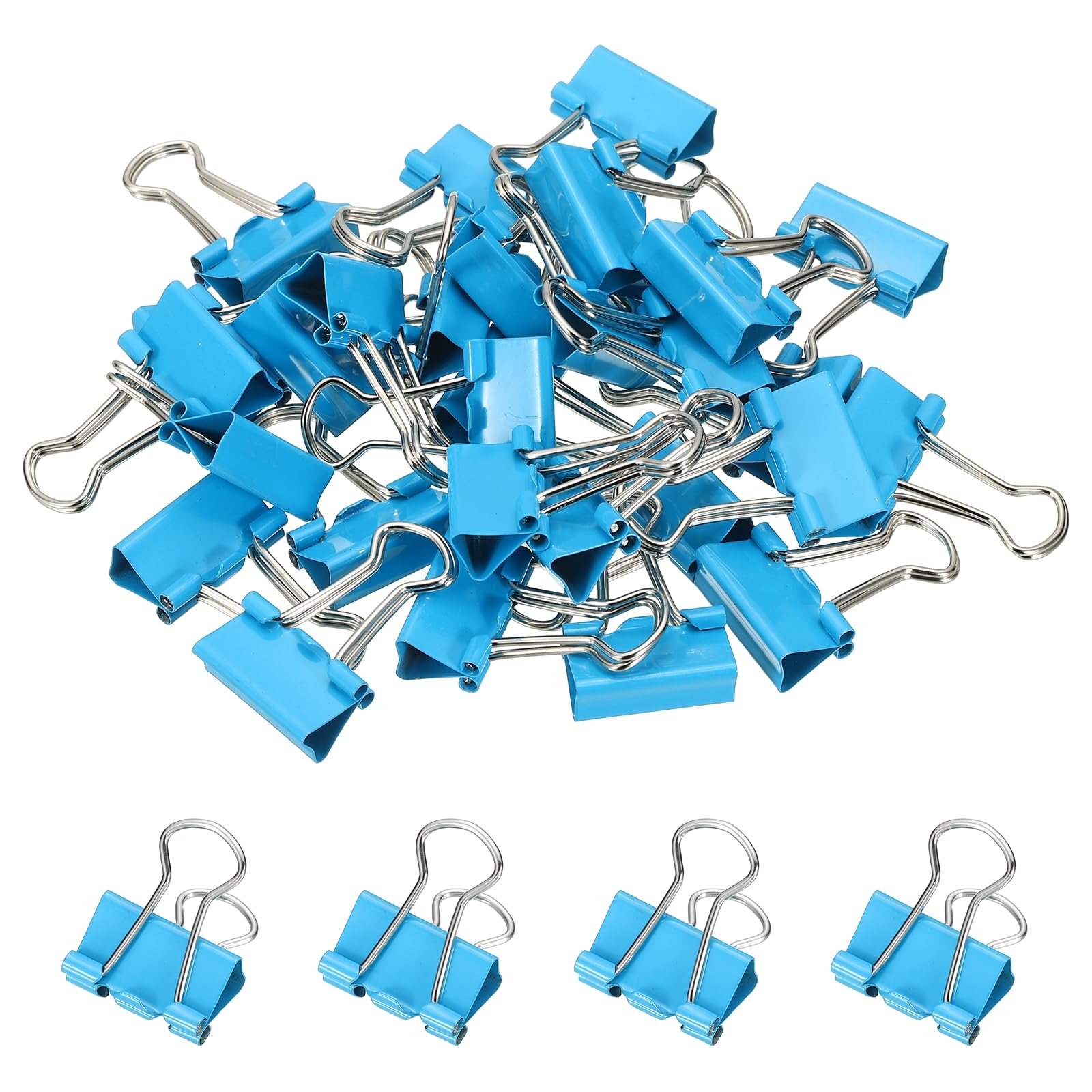 PATIKIL 0.75 Inch Small Binder Clips, 30 Pcs Sturdy Paper Clamps with Silver Wire Handles for Home Office Supplies Business Paperwork Document Organizing, Light Blue