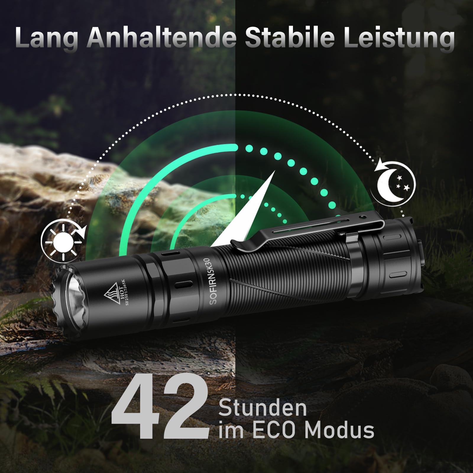 Sofirn SK30 Taschenlampe Led Aufladbar USB C 3000 Lumen Taktische Taschenlampe Extrem Helle mit 6 Lichtmodi,392M max,mit batterie für EDC Notfall Outdoor Camping Suche