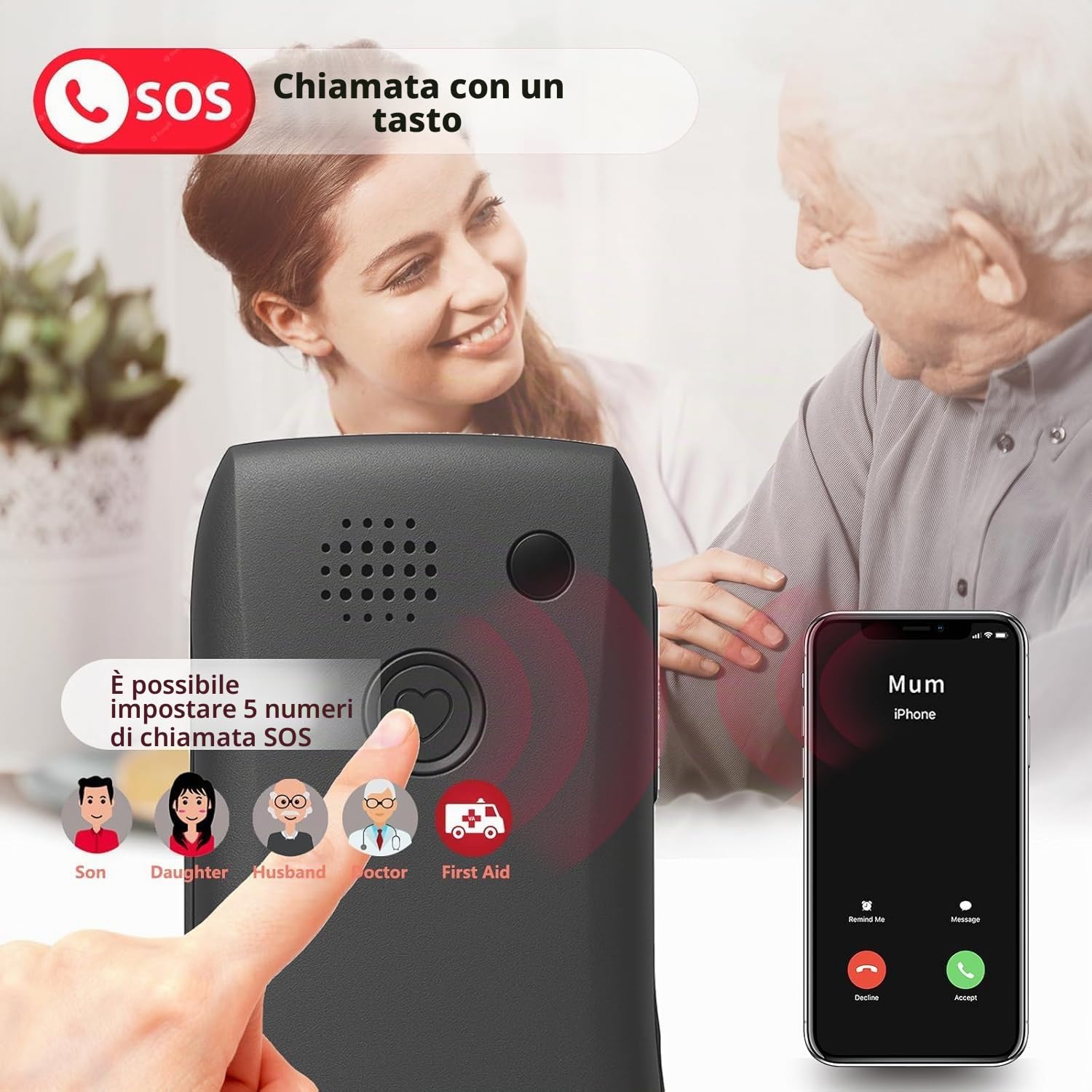 artfone C1+4G Pro Nero - Telefono Cellulare per Anziani con Tasti Grandi丨Funzione SOS丨Chiamata Rapida丨Base di Ricarica丨Funzione di orario丨Batteria da 1800 mAh丨LTE Cellulare per anziani丨Radio丨USB - C