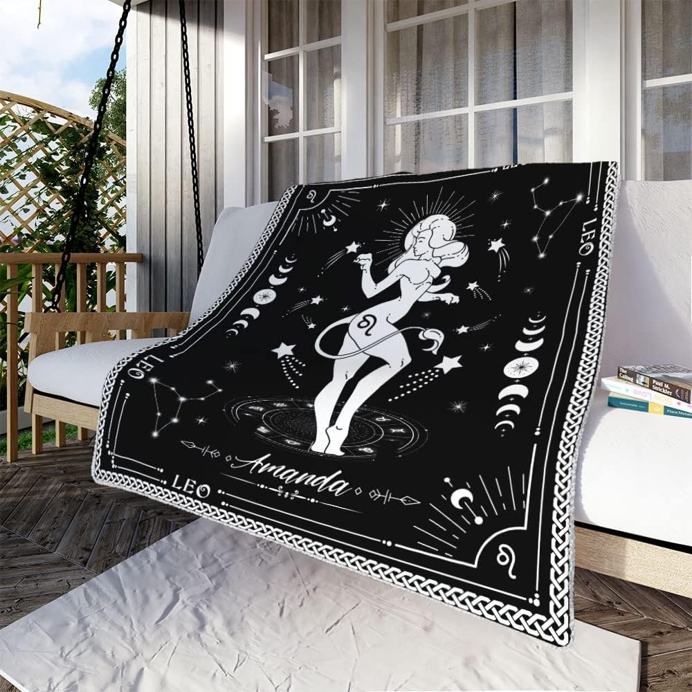 Leo Blanket, Constellations Blanket, 12 Horoscope Astrology Blanket, Customized Name Blanket for Leo, Personalized Zodiac Blanket, Leo Blanket Gift Family, Valentines Day Gifts 2